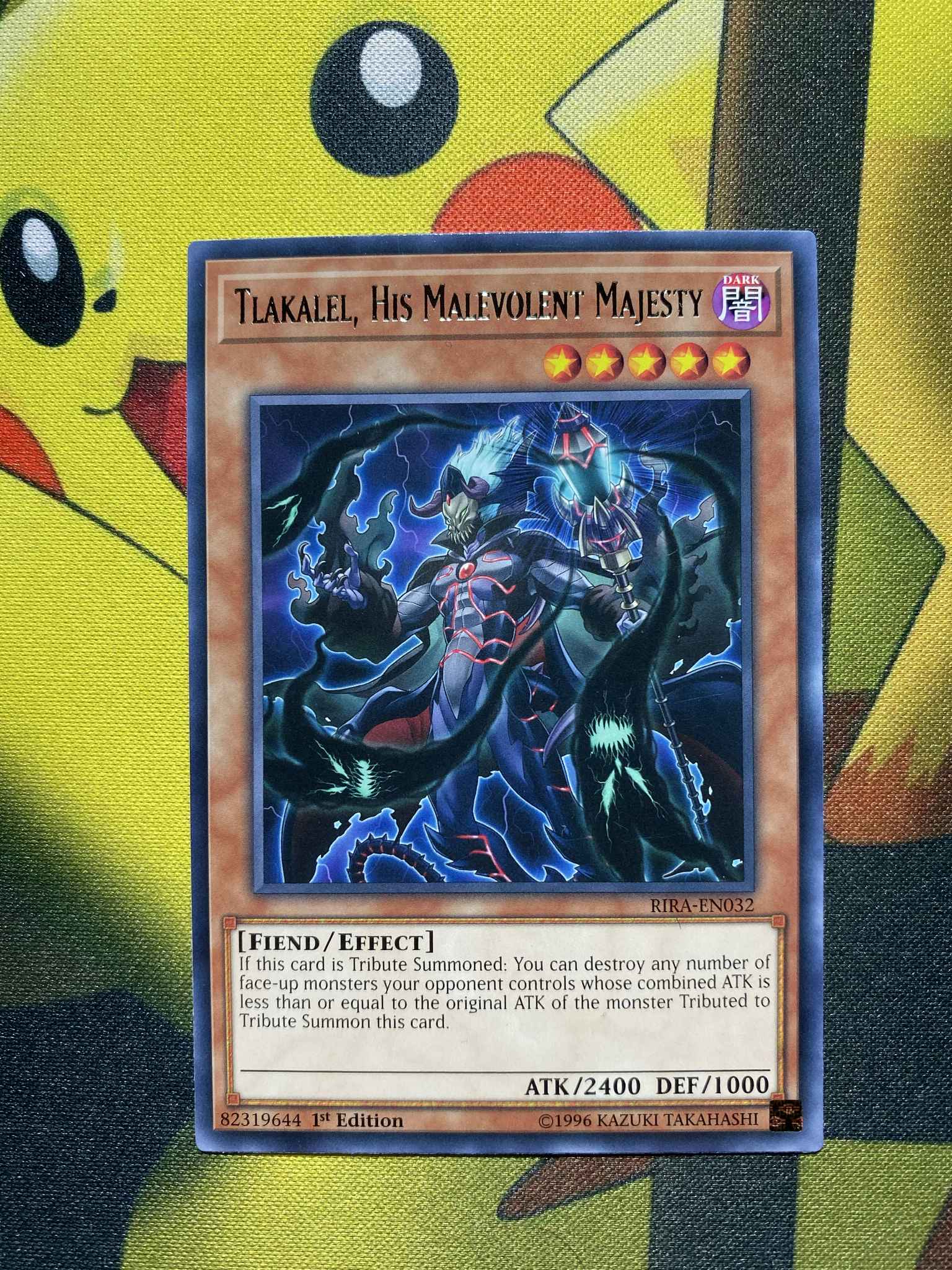 His Malevolent Majesty Rare 1st Edition Mint YuGiOh Card RIRA-EN032 Tlakalel 