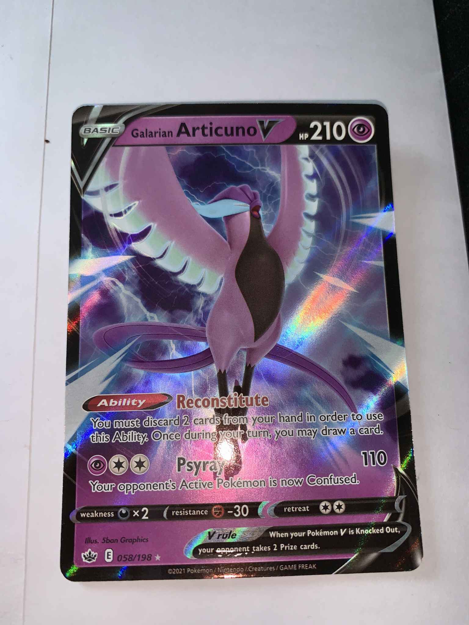 Galarian Articuno V 058/198 Chilling Reign NM Full Art Ultra Rare Pokemon Card