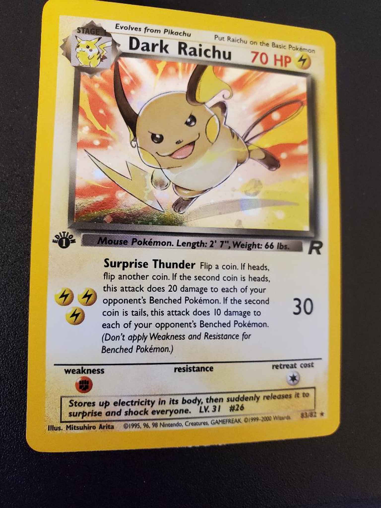 Lightly Played Dark Raichu Holo 1st Ed Dark Raichu Team Rocket Pokemon Online Gaming Store For Cards Miniatures Singles Packs Booster Boxes