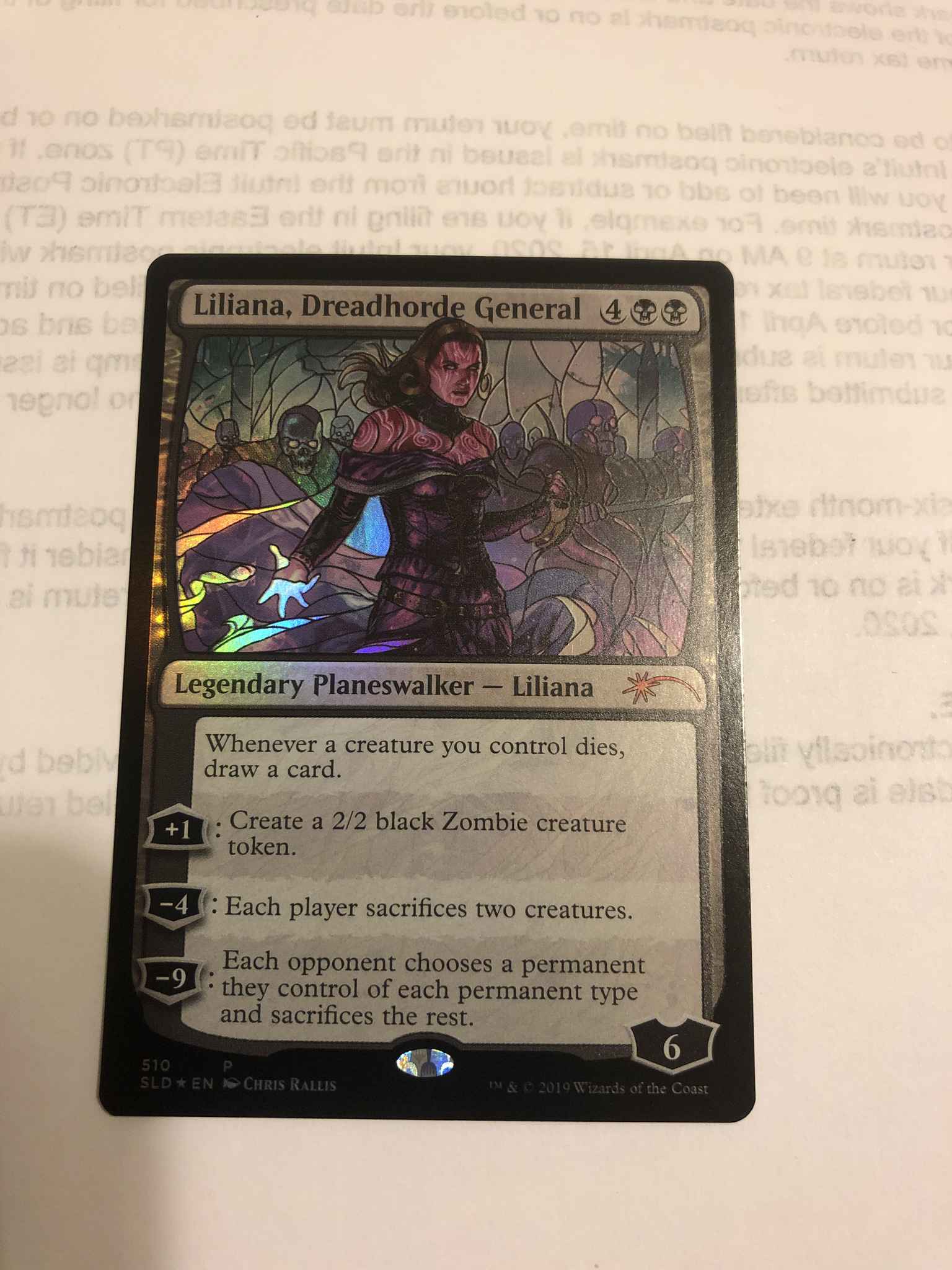 Dreadhorde General Liliana Stained Glass Magic the Gathering Near Mint 