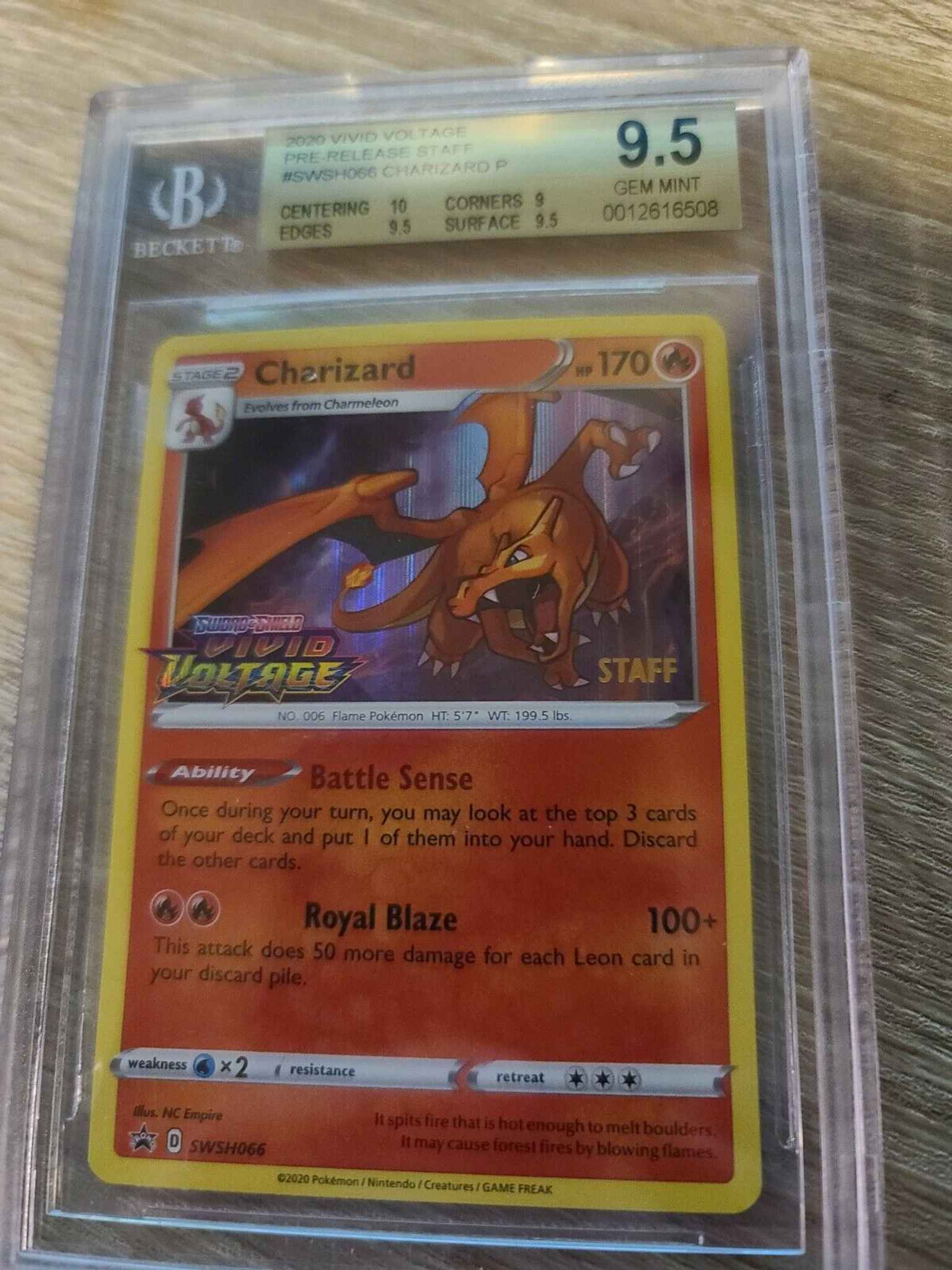 Bgs 9 5 Staff Vivid Voltage Charizard Promo Charizard Swsh066 Prerelease Promo Staff Swsh Sword Shield Promo Cards Pokemon Online Gaming Store For Cards Miniatures Singles Packs Booster Boxes