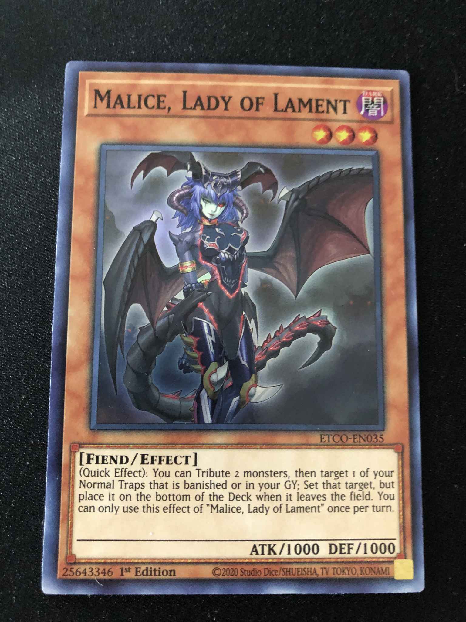 Malice Lady of Lament ETCO-EN035 Super Rare Yu-Gi-Oh Card 1st New