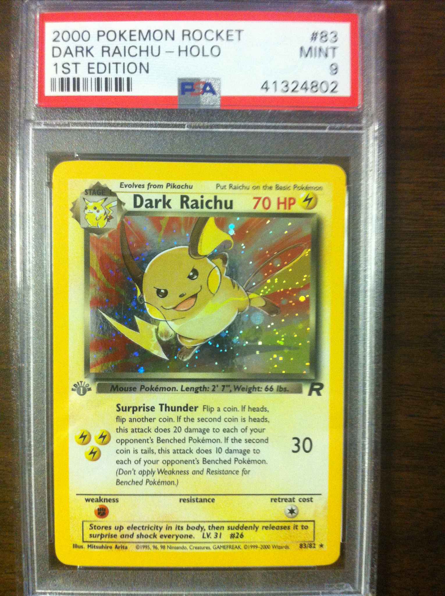 1st Ed Dark Raichu Psa Graded 9 Mint 41324802 Dark Raichu Team Rocket Pokemon Online Gaming Store For Cards Miniatures Singles Packs Booster Boxes