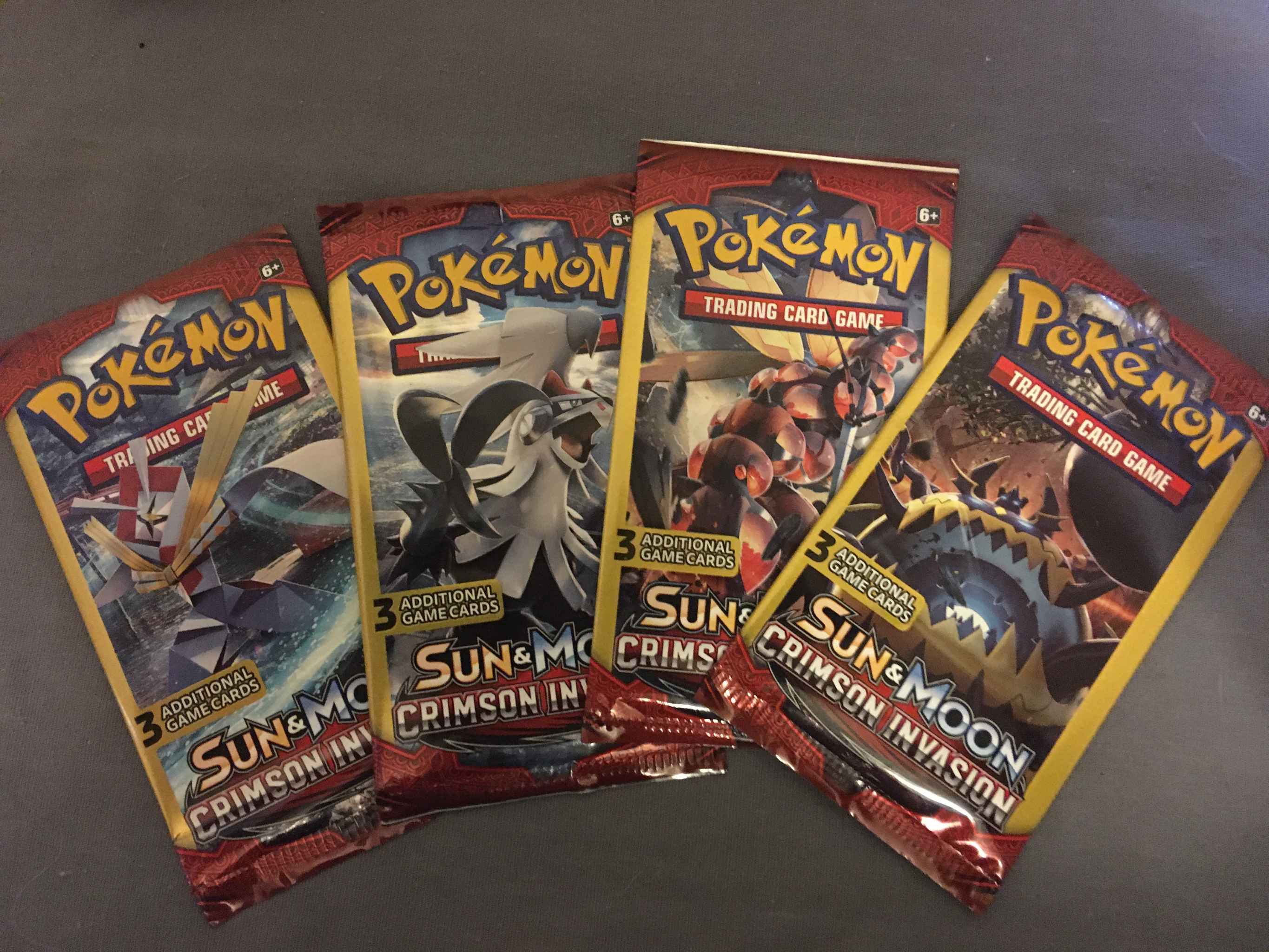 7 New Sealed Pokemon Packs Unweighed Crimson Invasion 10 Card & 3 Card Packs 