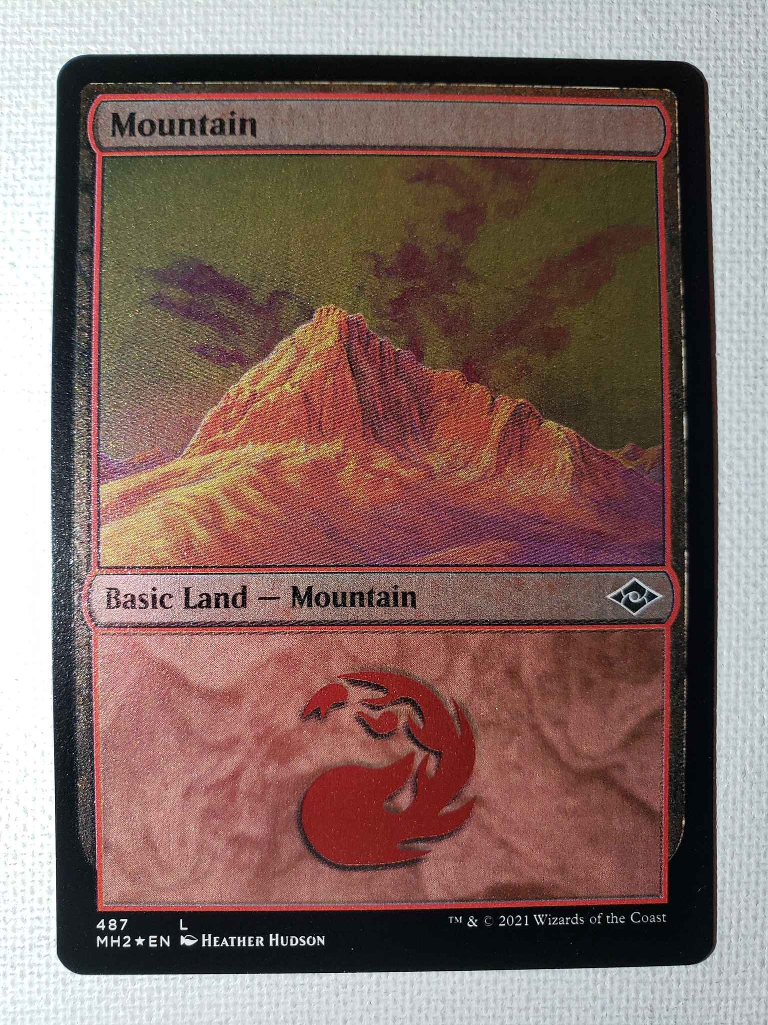 Mountain (487) (Foil Etched) : Mountain (487) (Foil Etched 