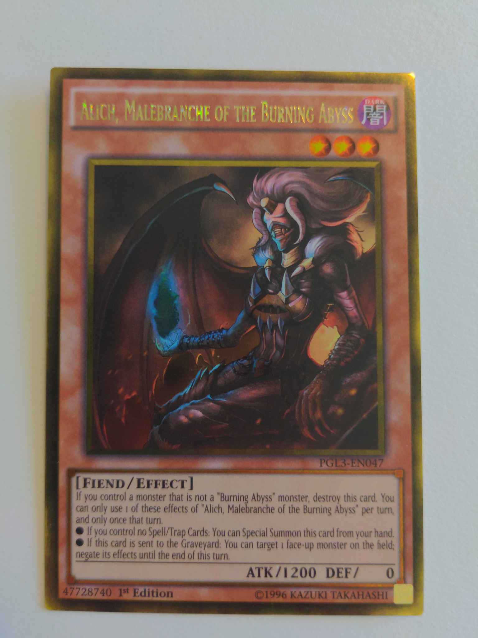 - Gold Rare Alich Malebranche of the Burning Abyss PGL3-EN047 1st Edition
