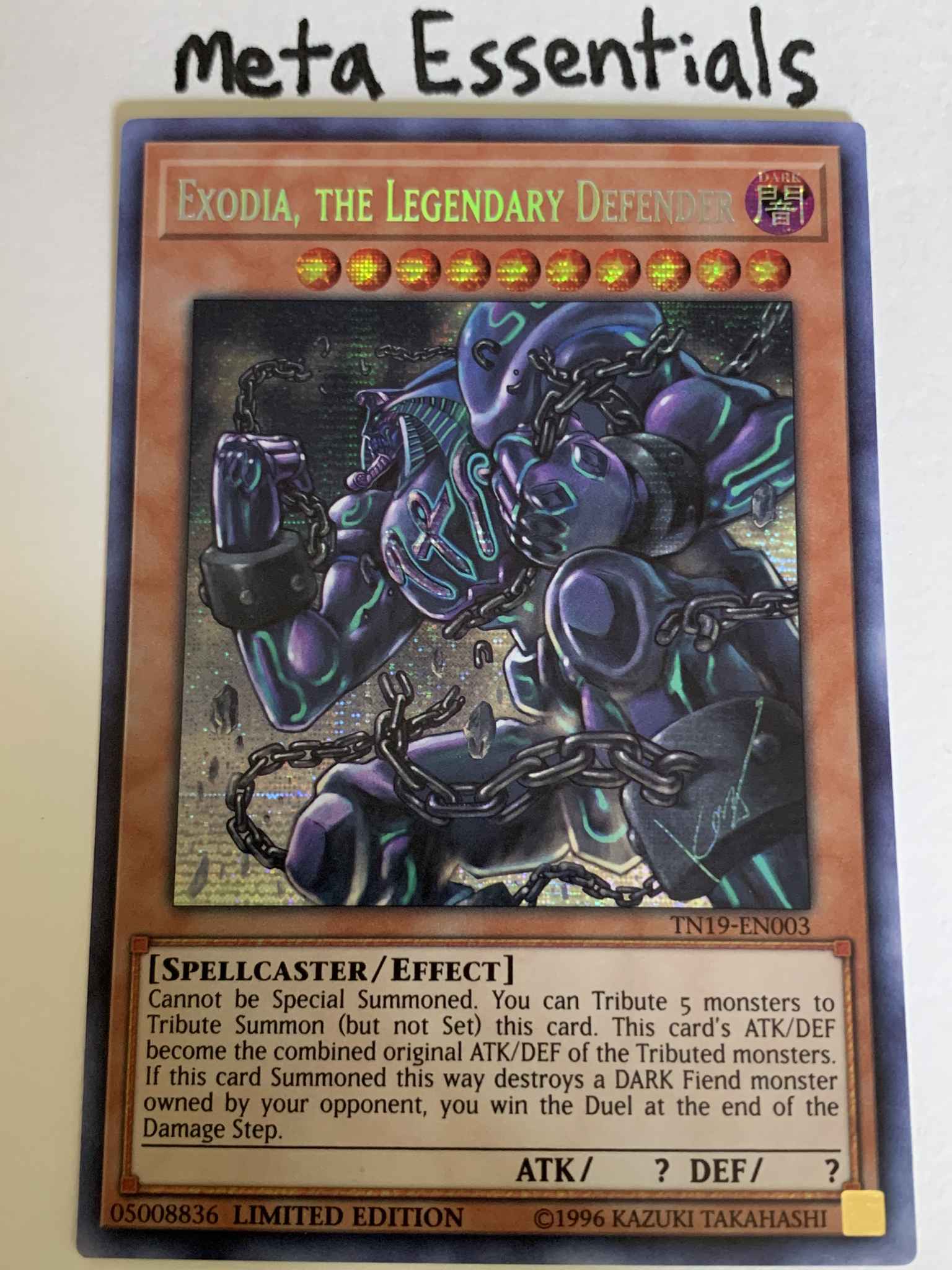 Toys And Hobbies Prismatic Secret Rare Mnm Yugioh Exodia The Legendary Defender Tn19 En003 8209