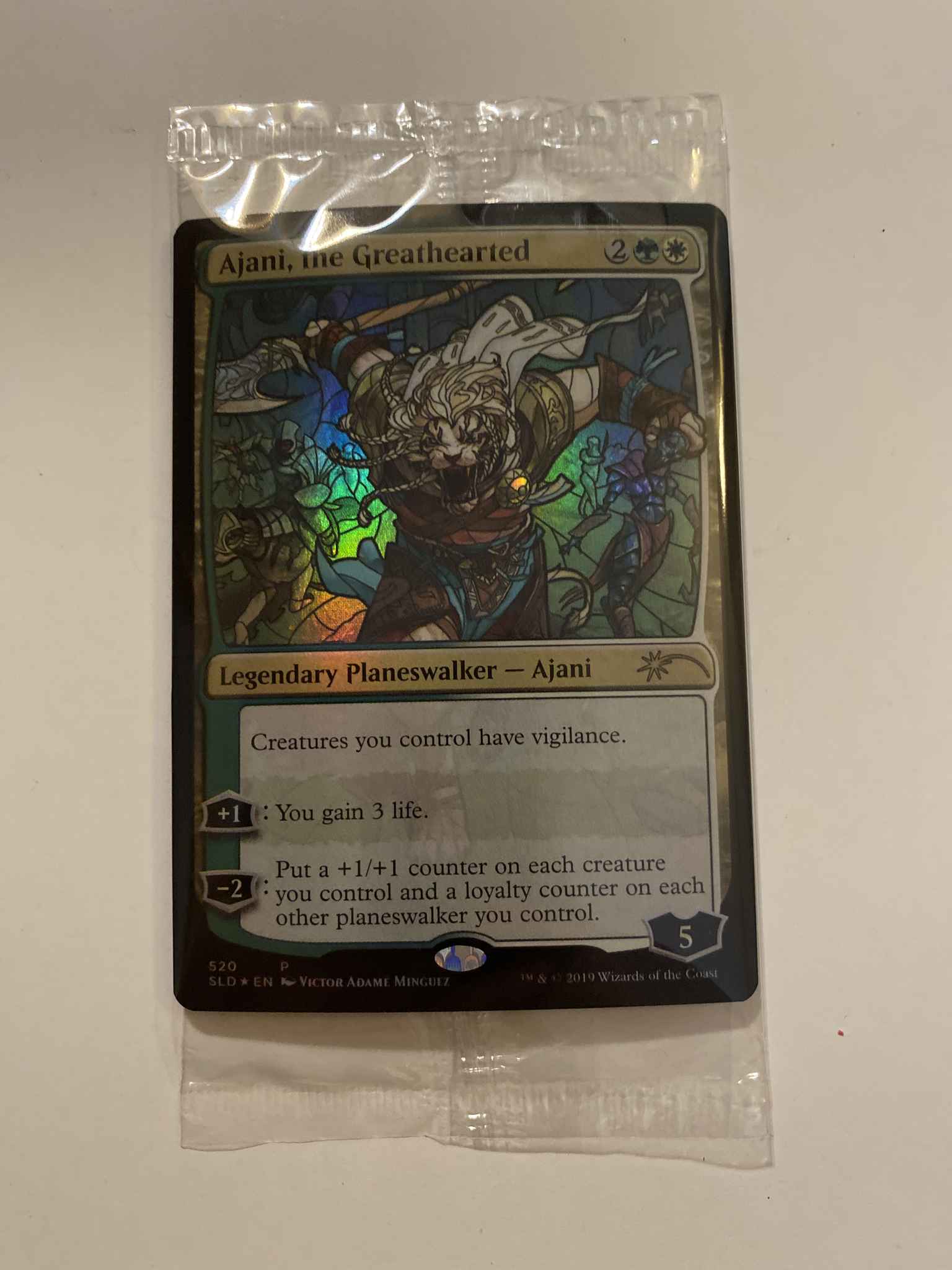 Magic/MTG the Greathearted Stained Glass Ajani Near Mint Planeswalker