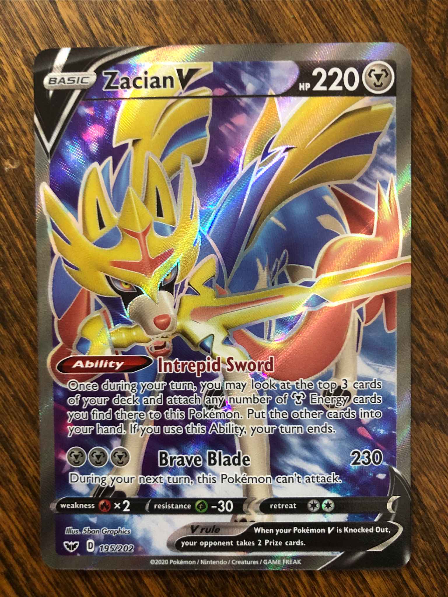 Pokemon Sword Shield Card 195 Full Art Zacian V Swsh01 195 Pokemon Trading Card Game Pokemon Individual Cards