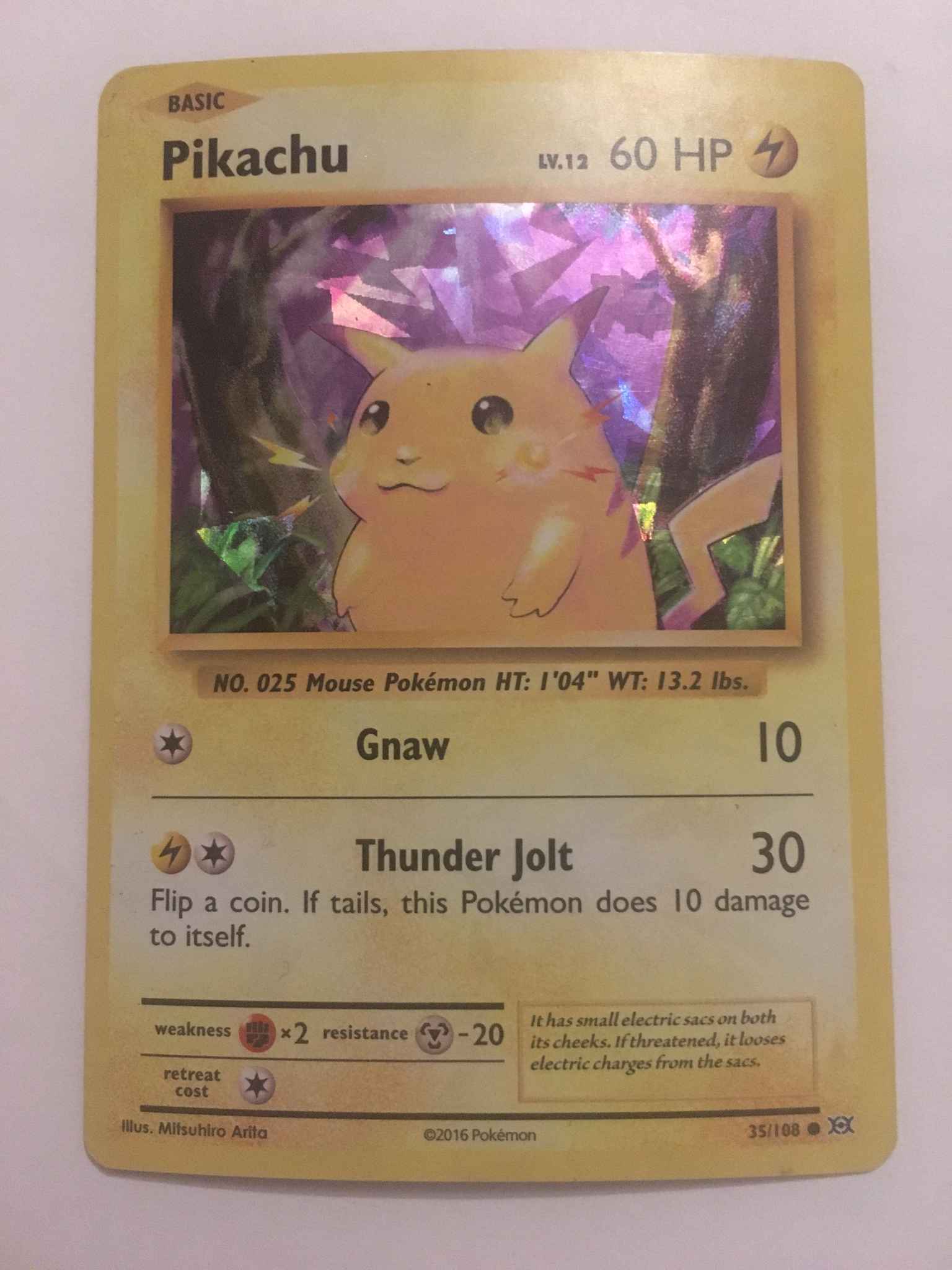 Pikachu 35/108 LP Played XY Evolutions Reverse Holofoil Holo Pokemon Card