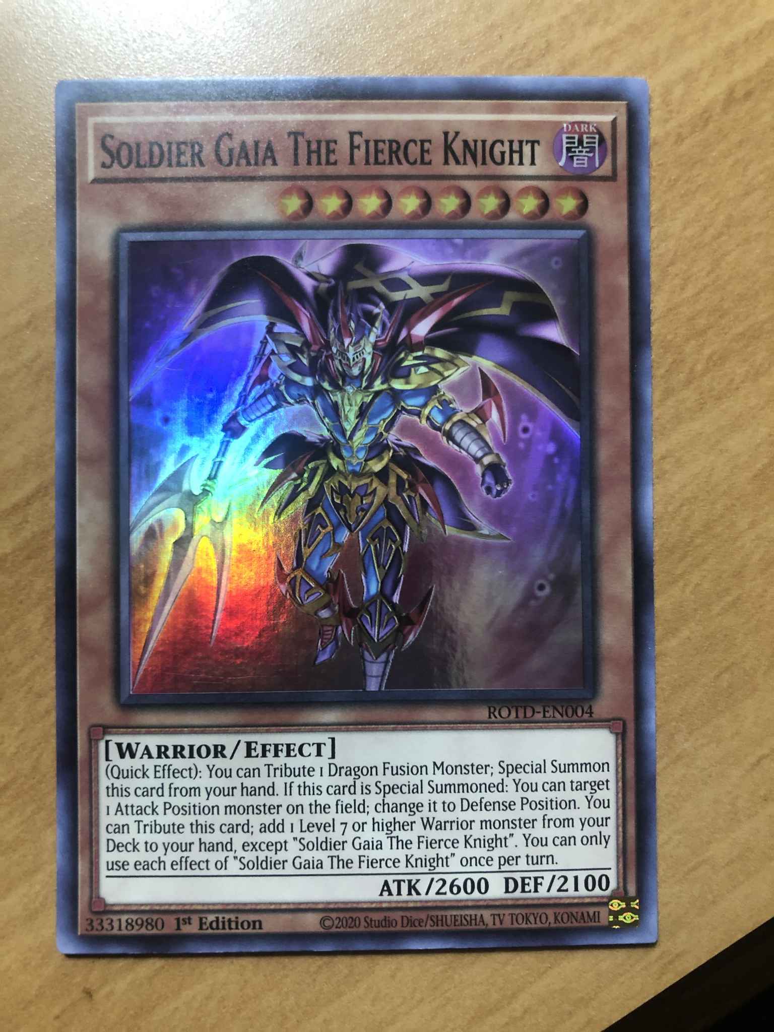 Soldier Gaia The Fierce Knight ROTD-EN004 Super Rare Yu-Gi-Oh Card 1st Edition