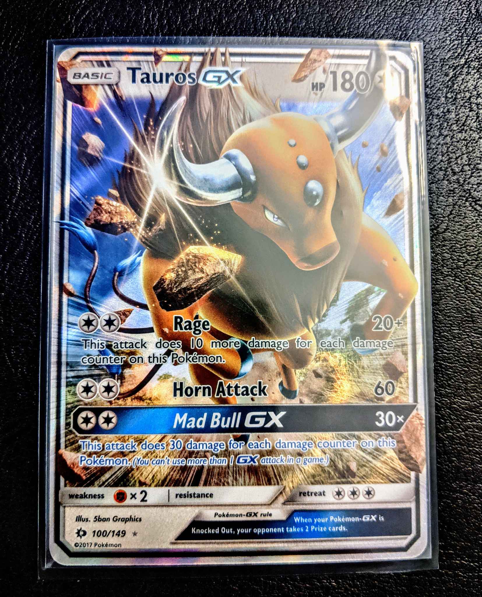 Tauros GX 100/149 Ultra Rare Sun & Moon Pokemon Card S&M TCG 