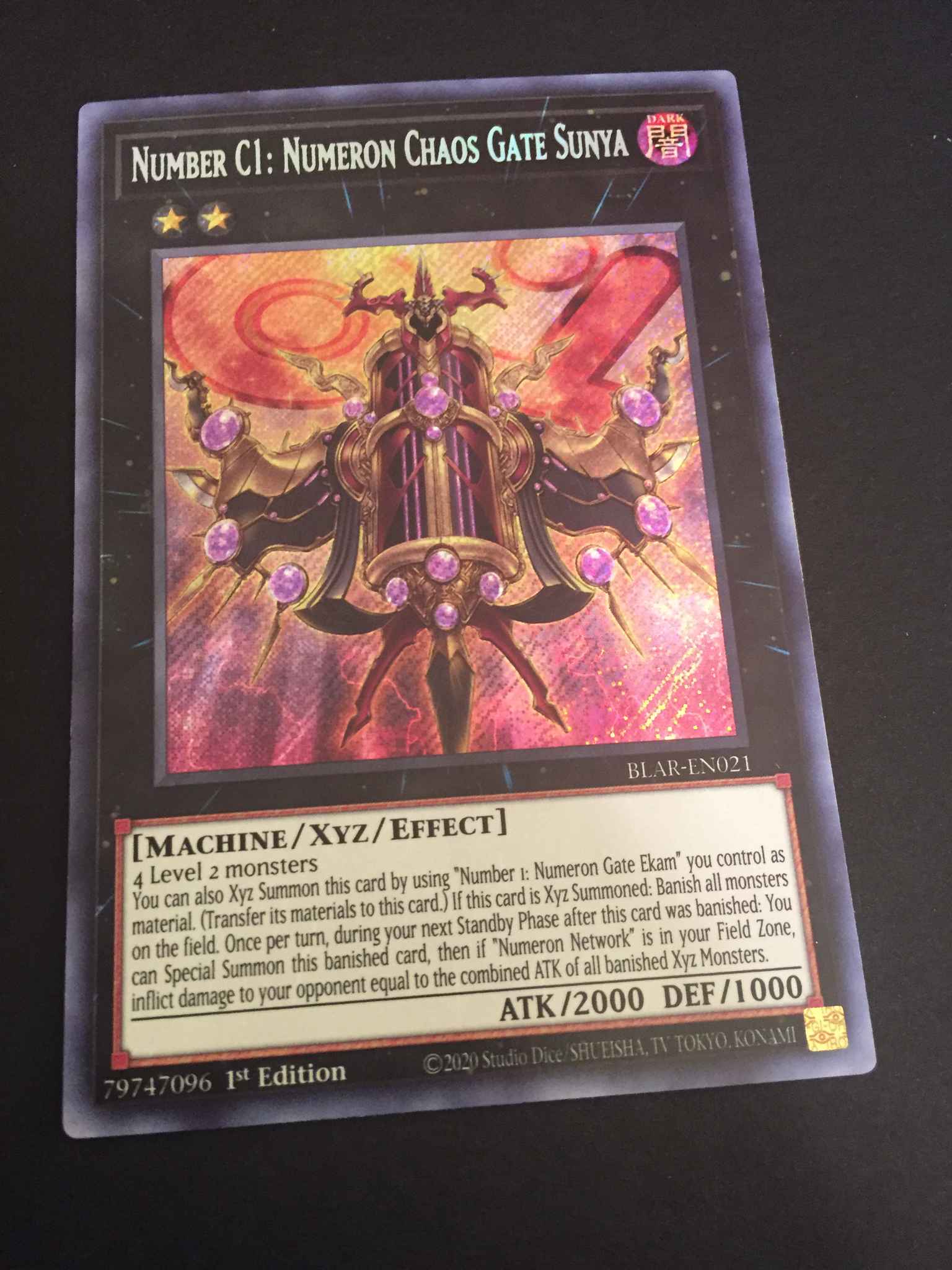 Numeron Chaos Gate Sunya BLAR-EN021 Secret Rare 1st Edition Yugioh Number C1