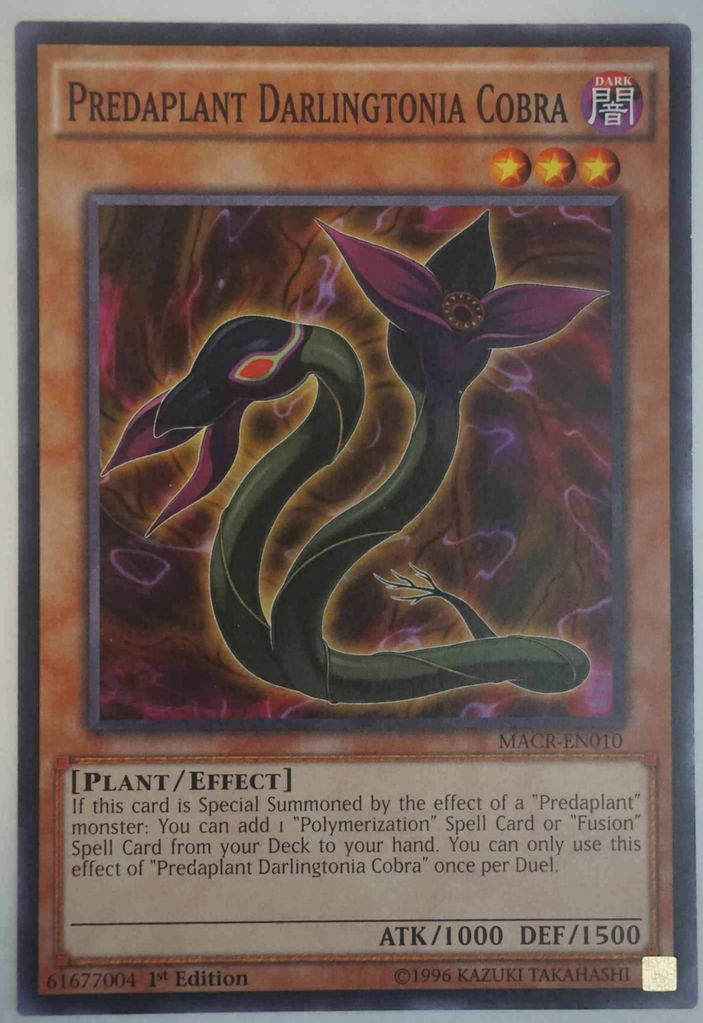 Predaplant Darlingtonia Cobra Macr En010 1st Edition Yugioh Card Cartes à L Unité Collections