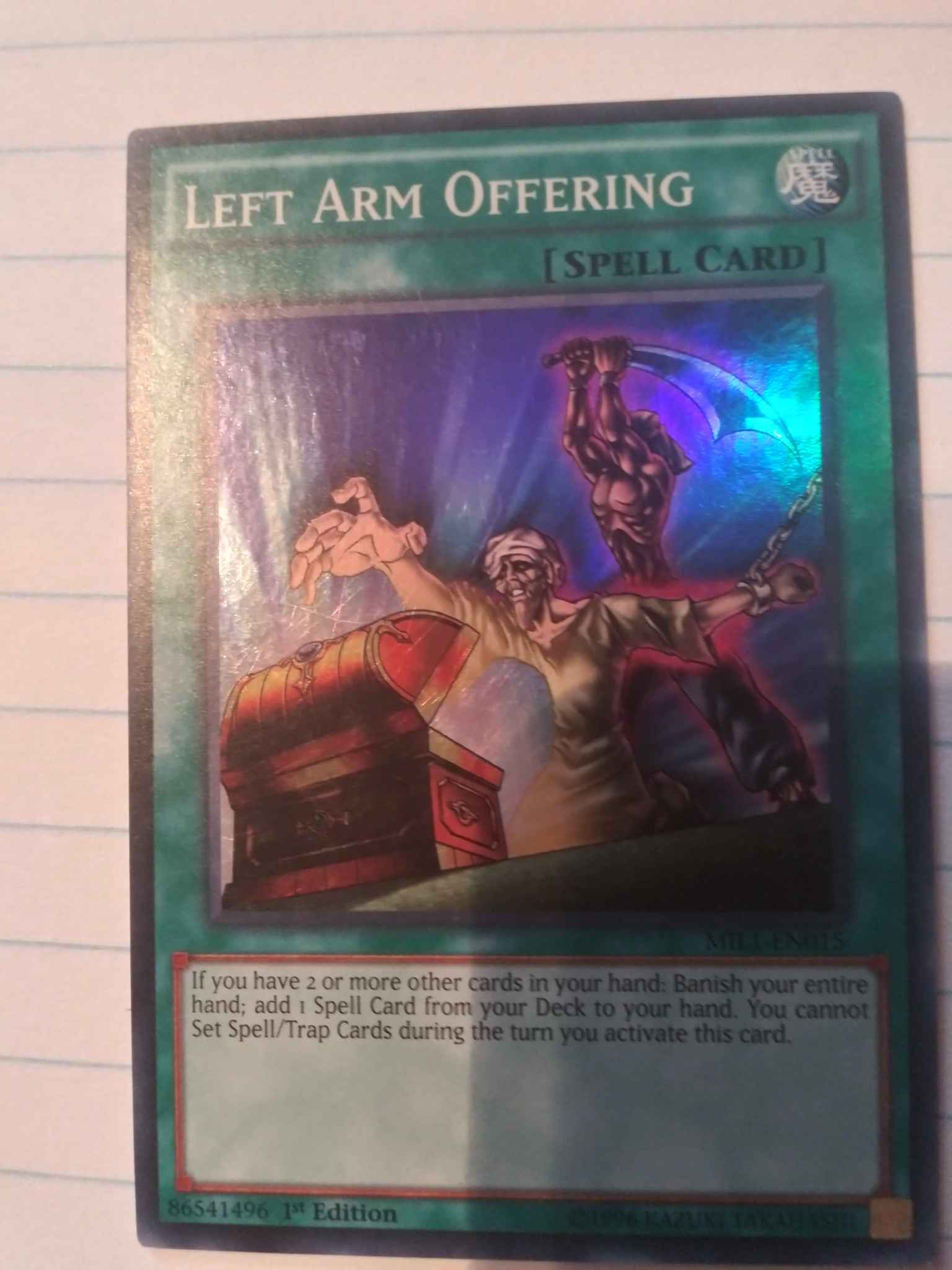 the offering of left arm mil1-fr015 1ére edition super rare Yugioh 