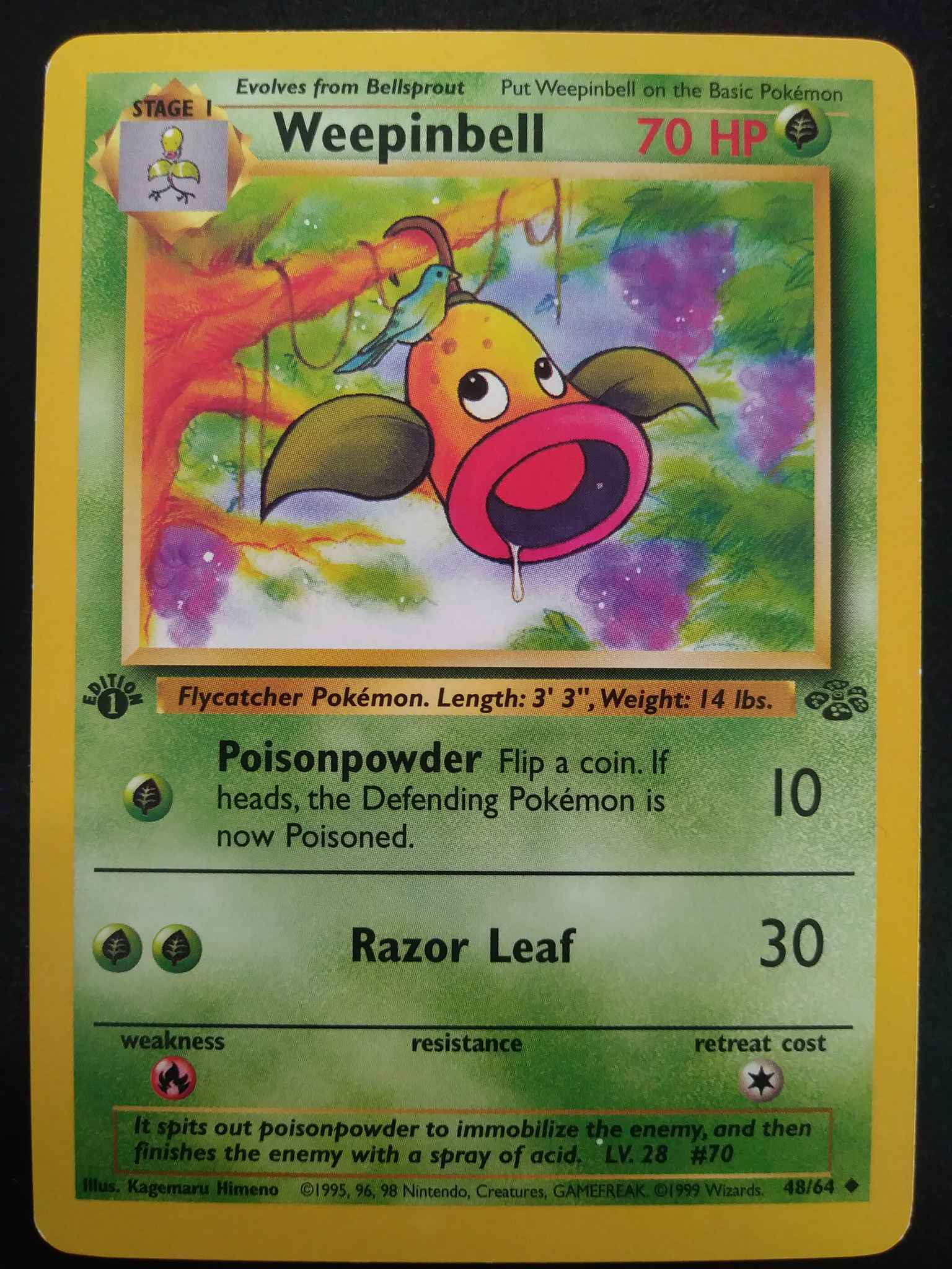 Uncommon Pokemon TCG Card Jungle 48/64 Weepinbell 