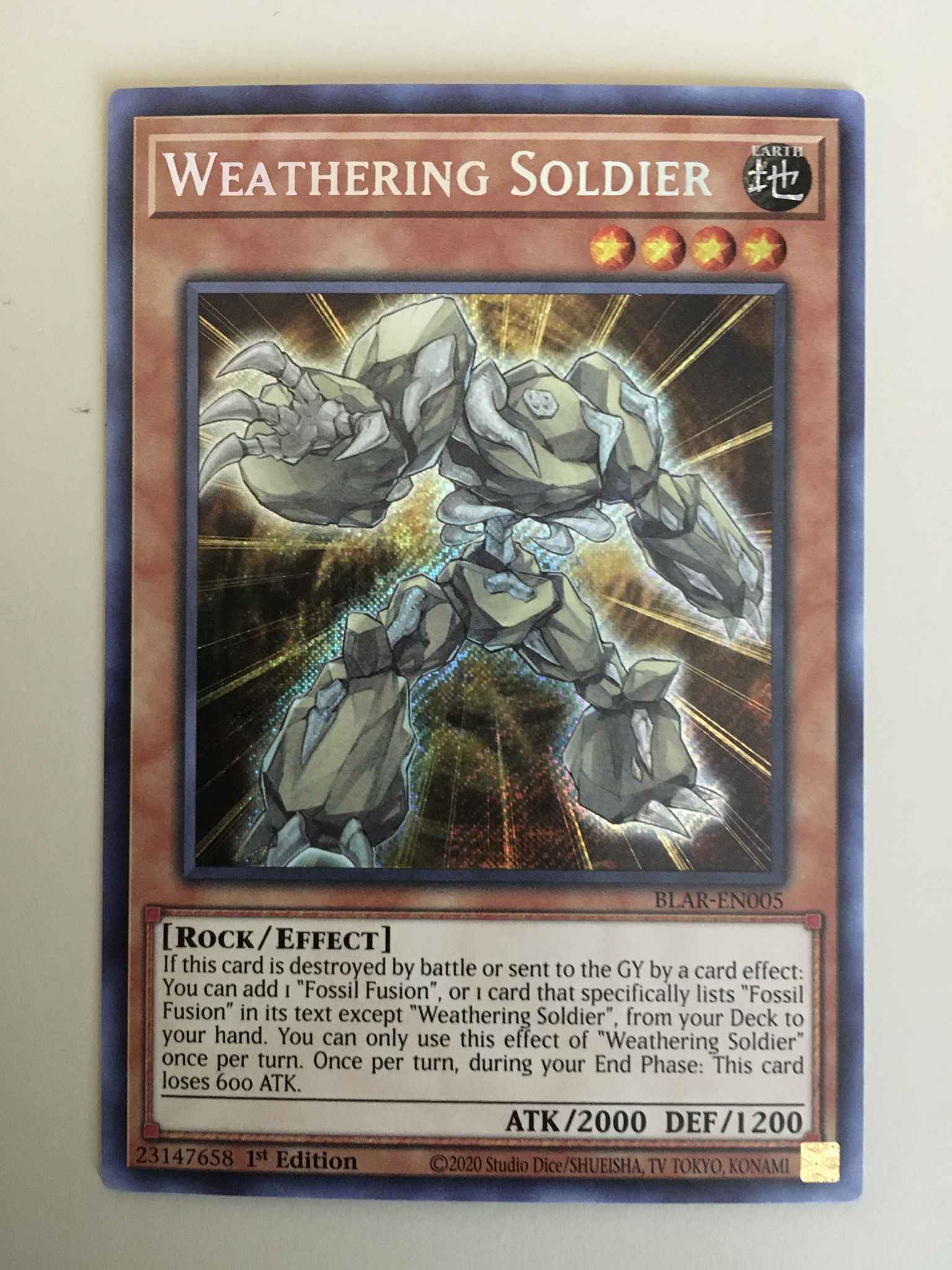 BLAR-EN005 Secret Rare 1st Edition YuGiOh 3 X Weathering Soldier 