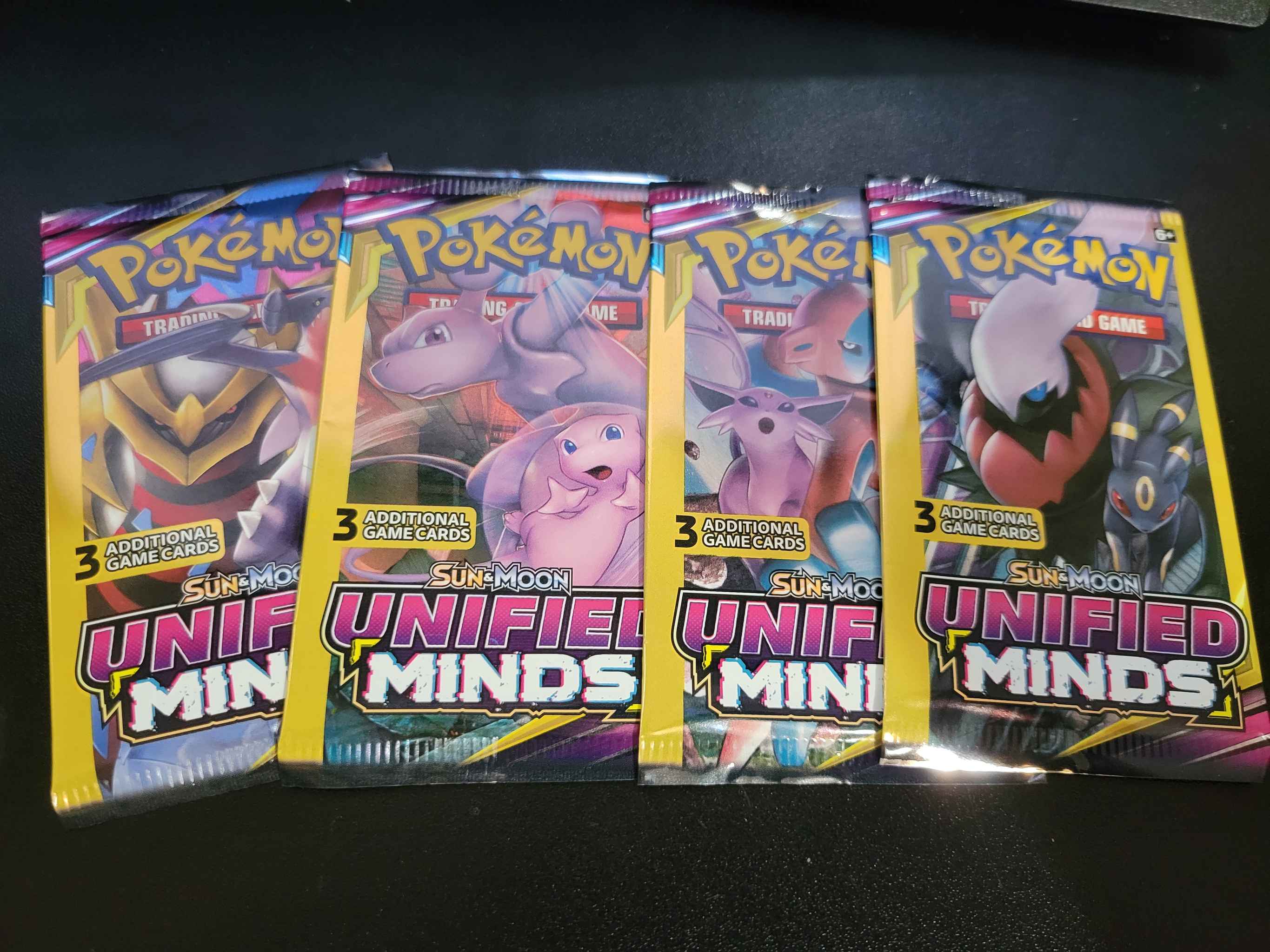 Pokemon Sun & Moon Unified Minds 3 Card Booster Packs Unopened 
