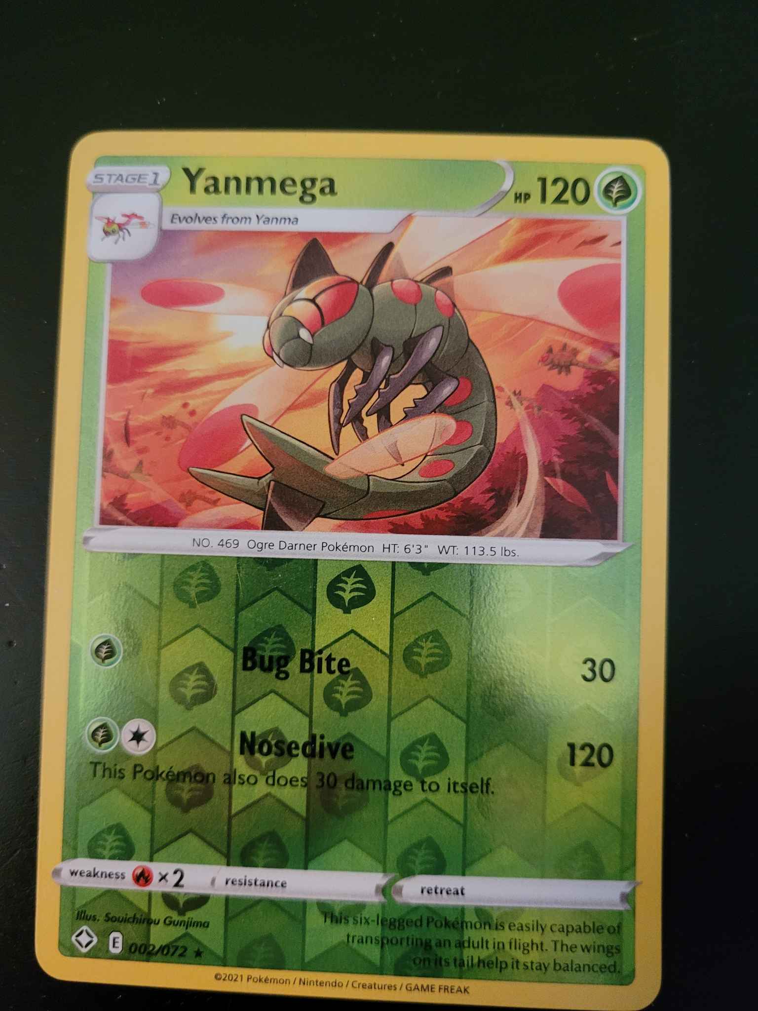 Mint Yanmega 002/072 Shining Fates Reverse Holo Pokemon Card 