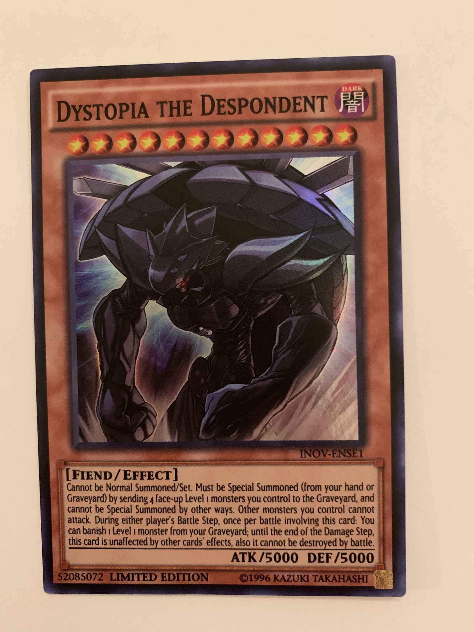 Details about   YuGiOh DYSTOPIA THE DESPONDENT INOV-ENSE1 Limited Edition Super Rare NM/M 