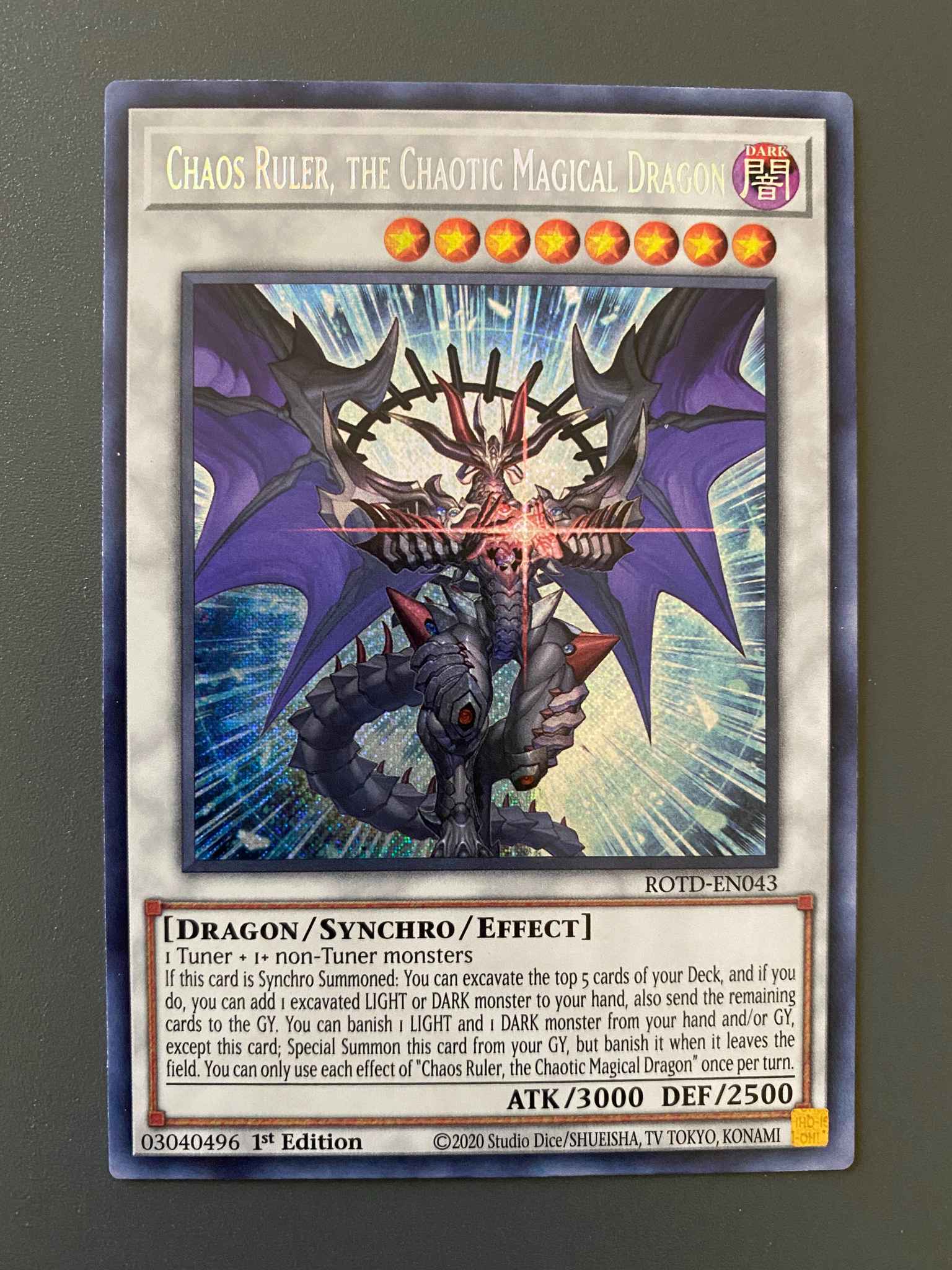 Chaos Ruler the Chaotic Magical Dragon ROTD-EN043 Secret Rare 1st Ed YuGiOh 