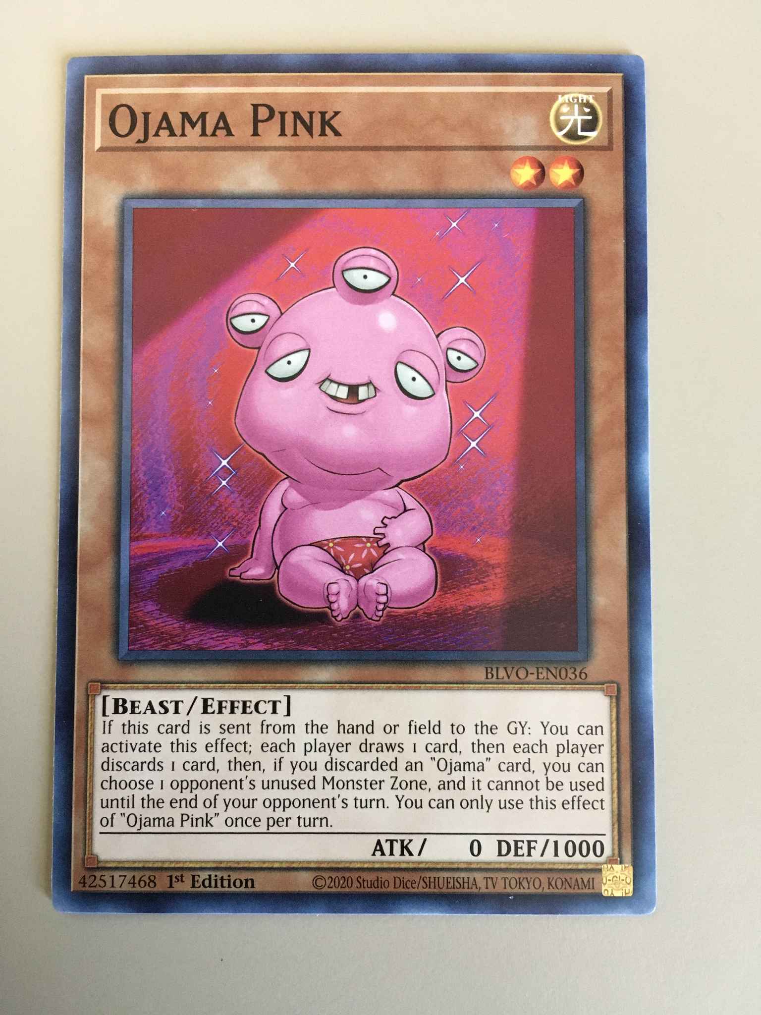 Ojama Pink M/NM 3x 1st Edition *In Hand* BLVO-EN036 Common 