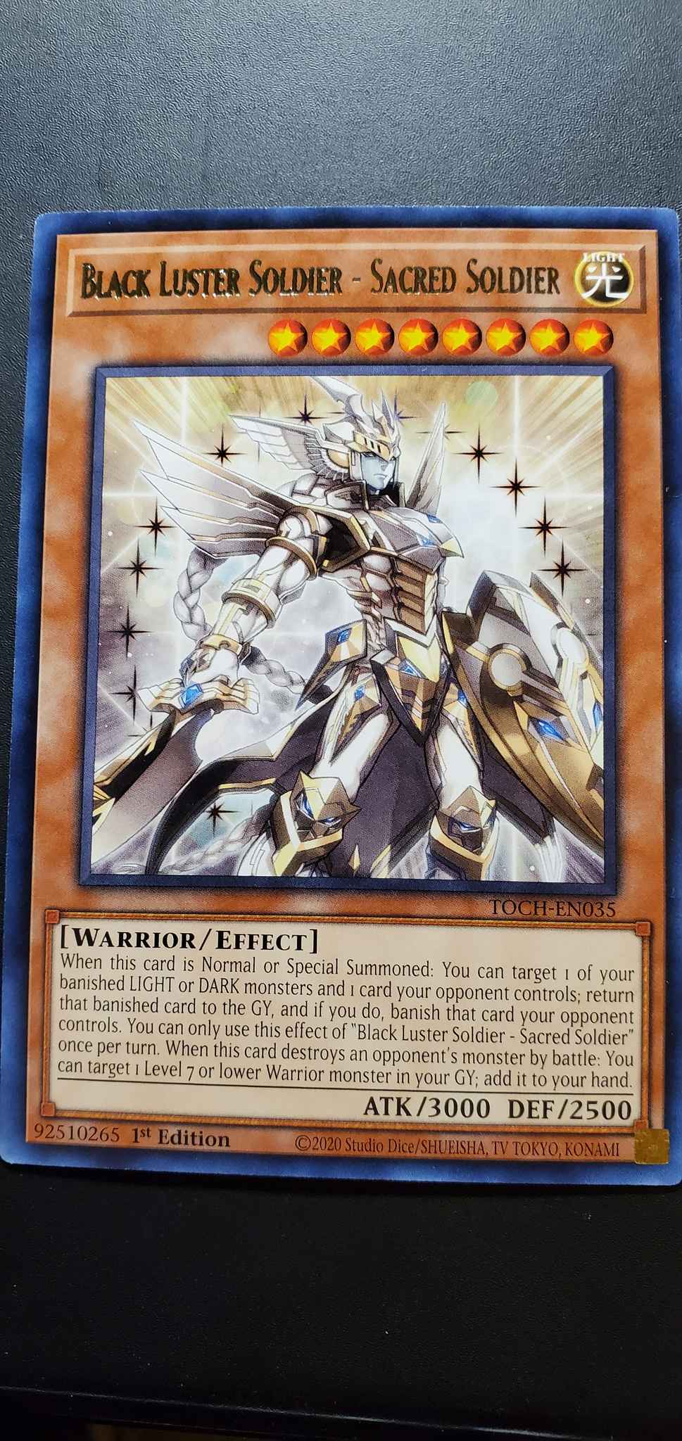 Rare YUGIOH Card Mint Black Luster Soldier Sacred Soldier Near Mint
