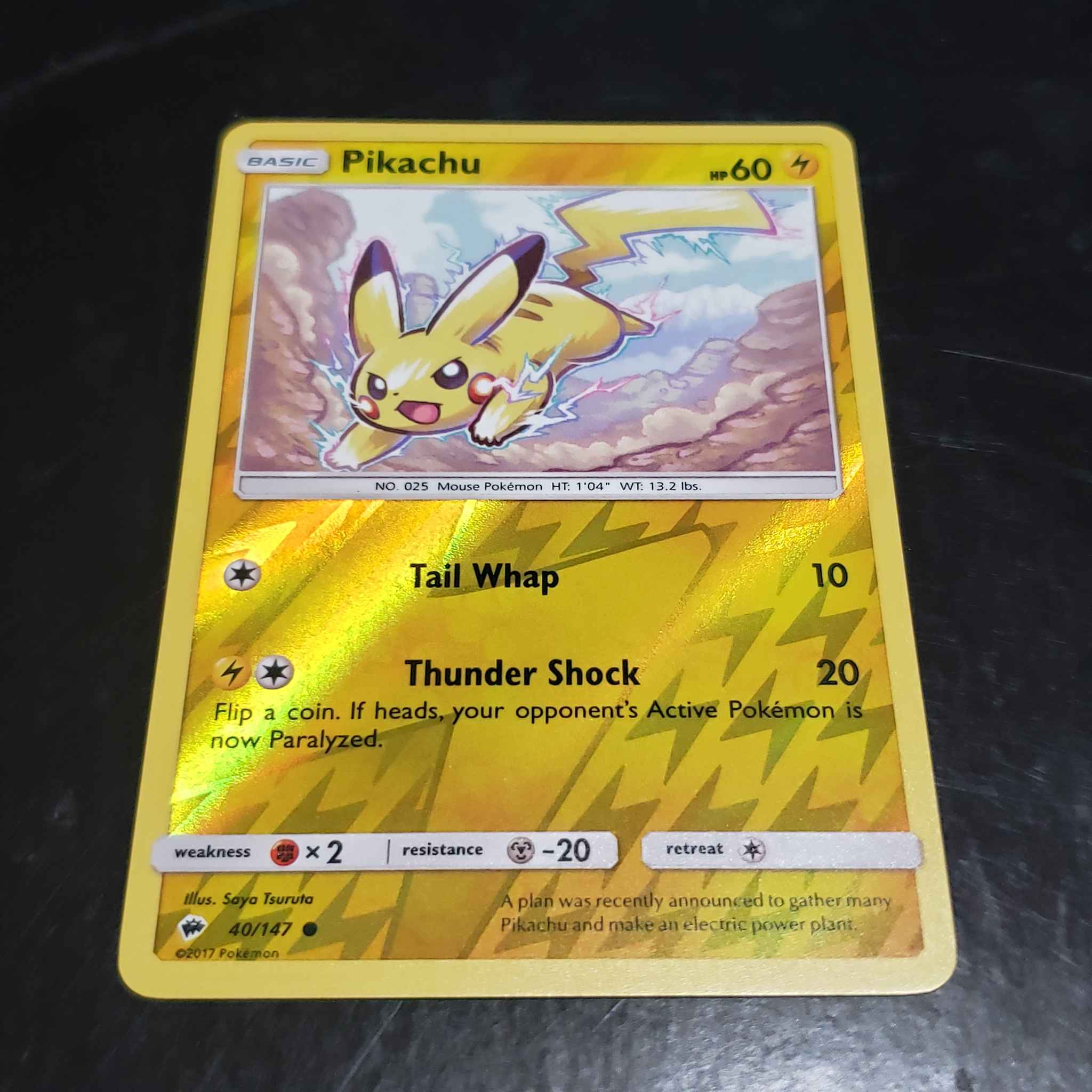 Pikachu Reverse Holo Burning Shadows Set TCG LP-NM 40/147 Pokemon Card
