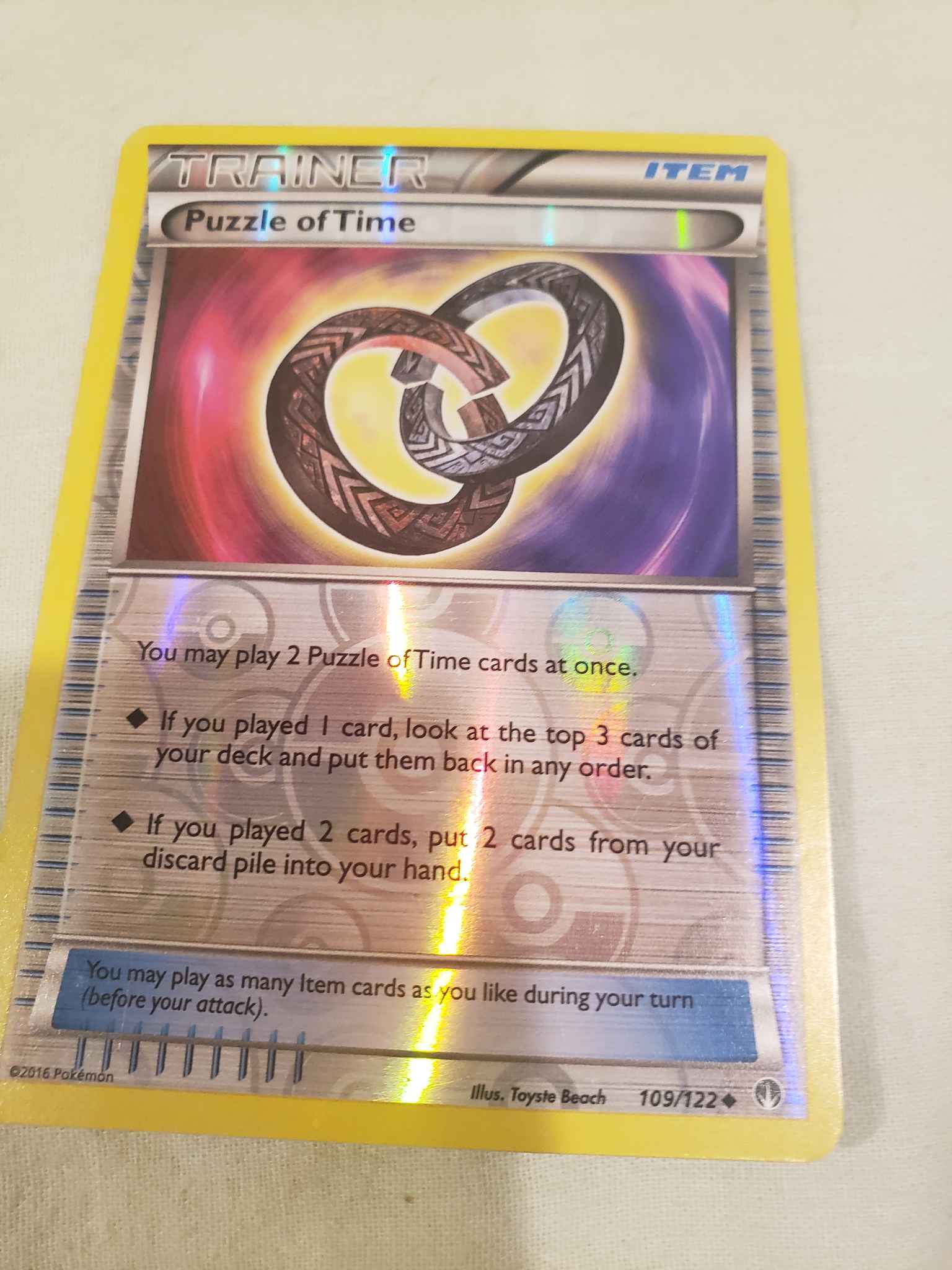 109/122 Puzzle of Time Reverse Holo Pokemon Card BREAKPoint Excellent 