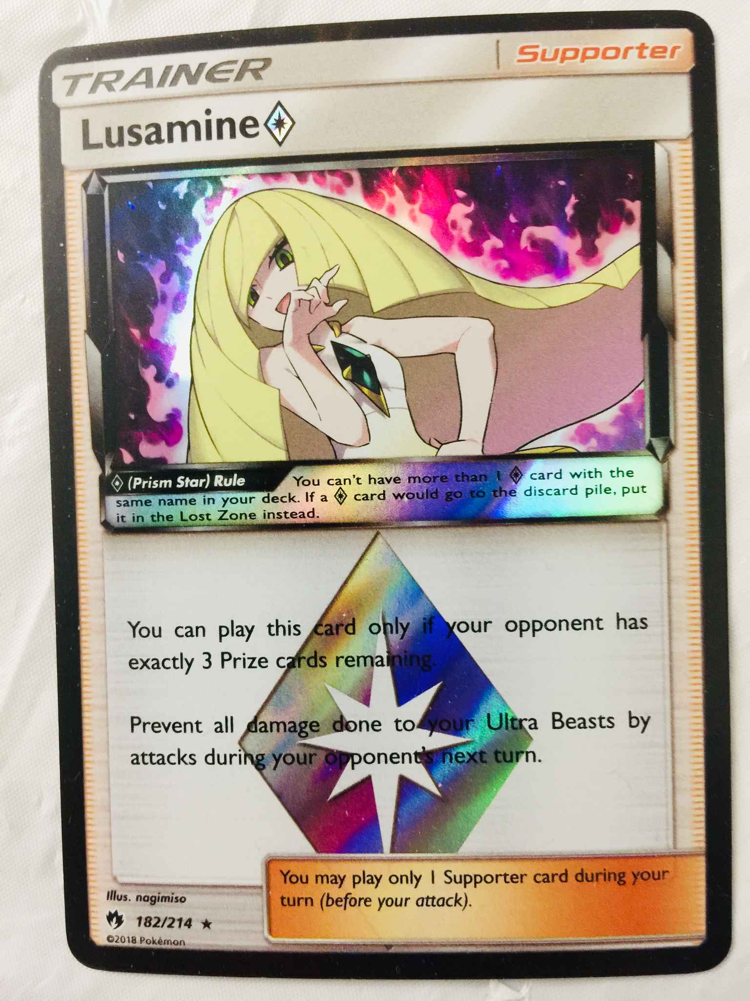 Pokemon Individual Cards Pokemon Tcg Lost Thunder Lusamine Prism Star 1 214 Toys Hobbies