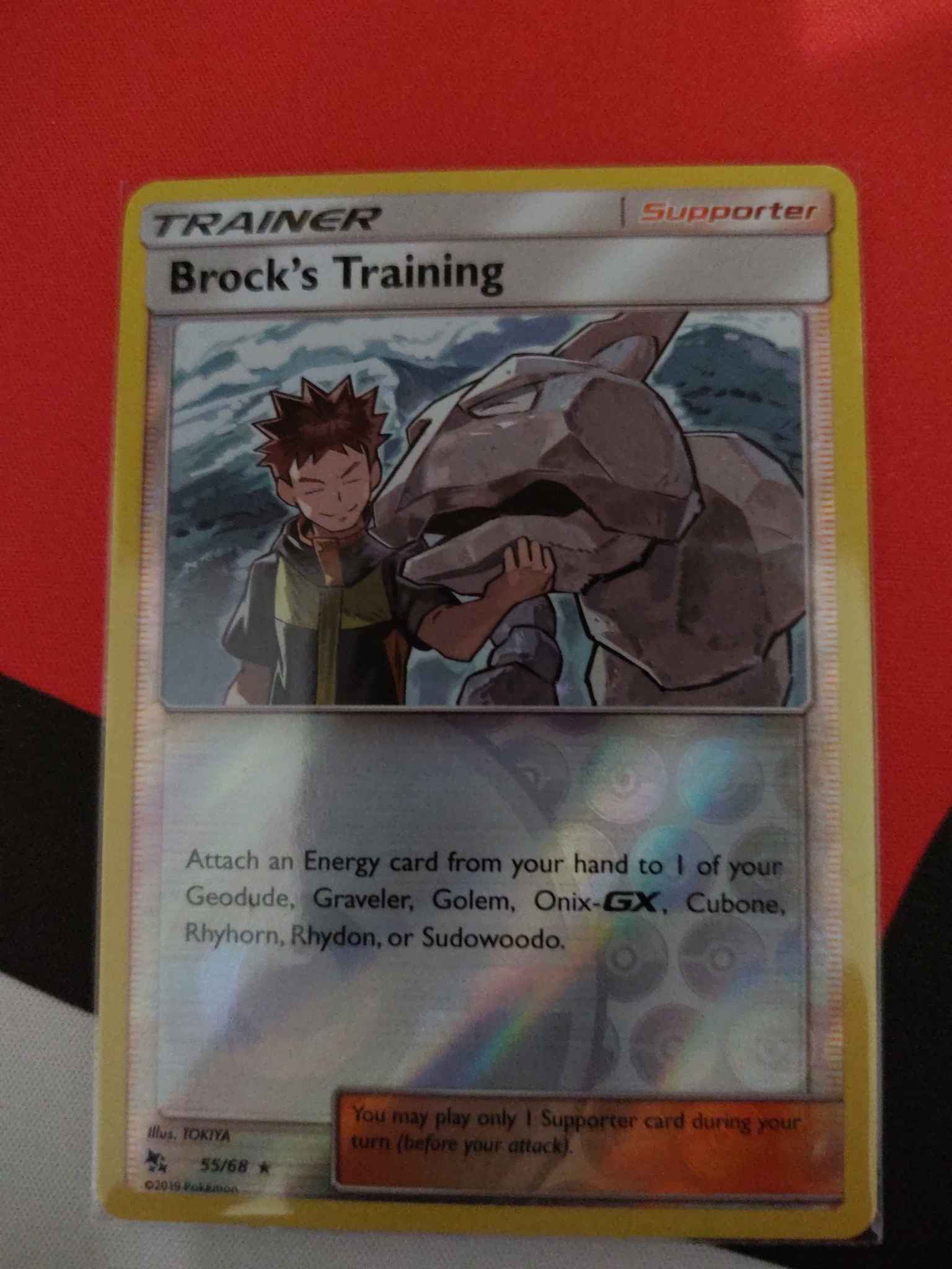 Brock's Training 55/68 Hidden Fates HOLO RARE Pokemon Card NEAR MINT