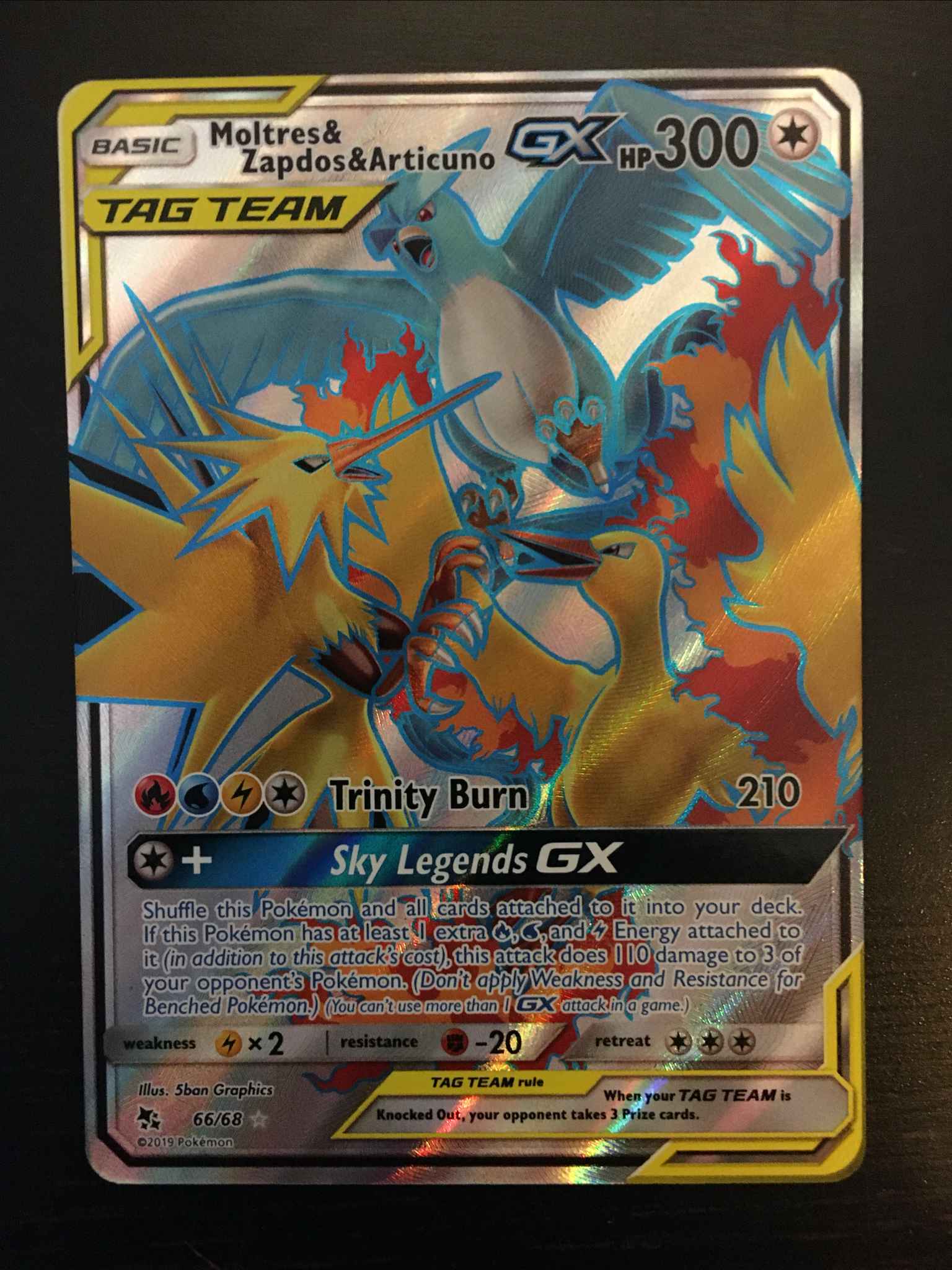 Near Mint Moltres Zapdos Articuno Gx 66 68 Moltres Zapdos