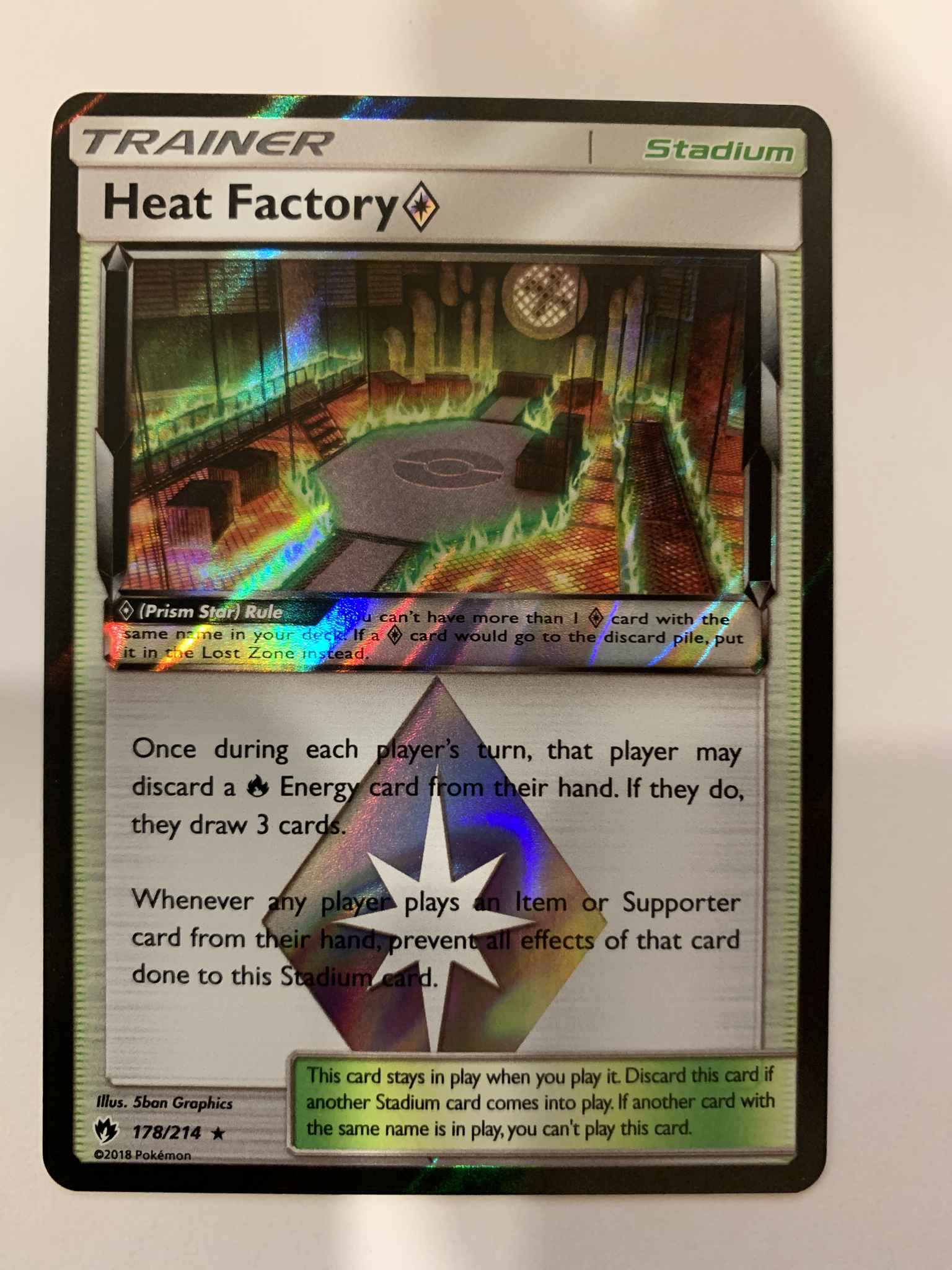 178/214 Prism Star SM Lost Thunder Pokemon Heat Factory
