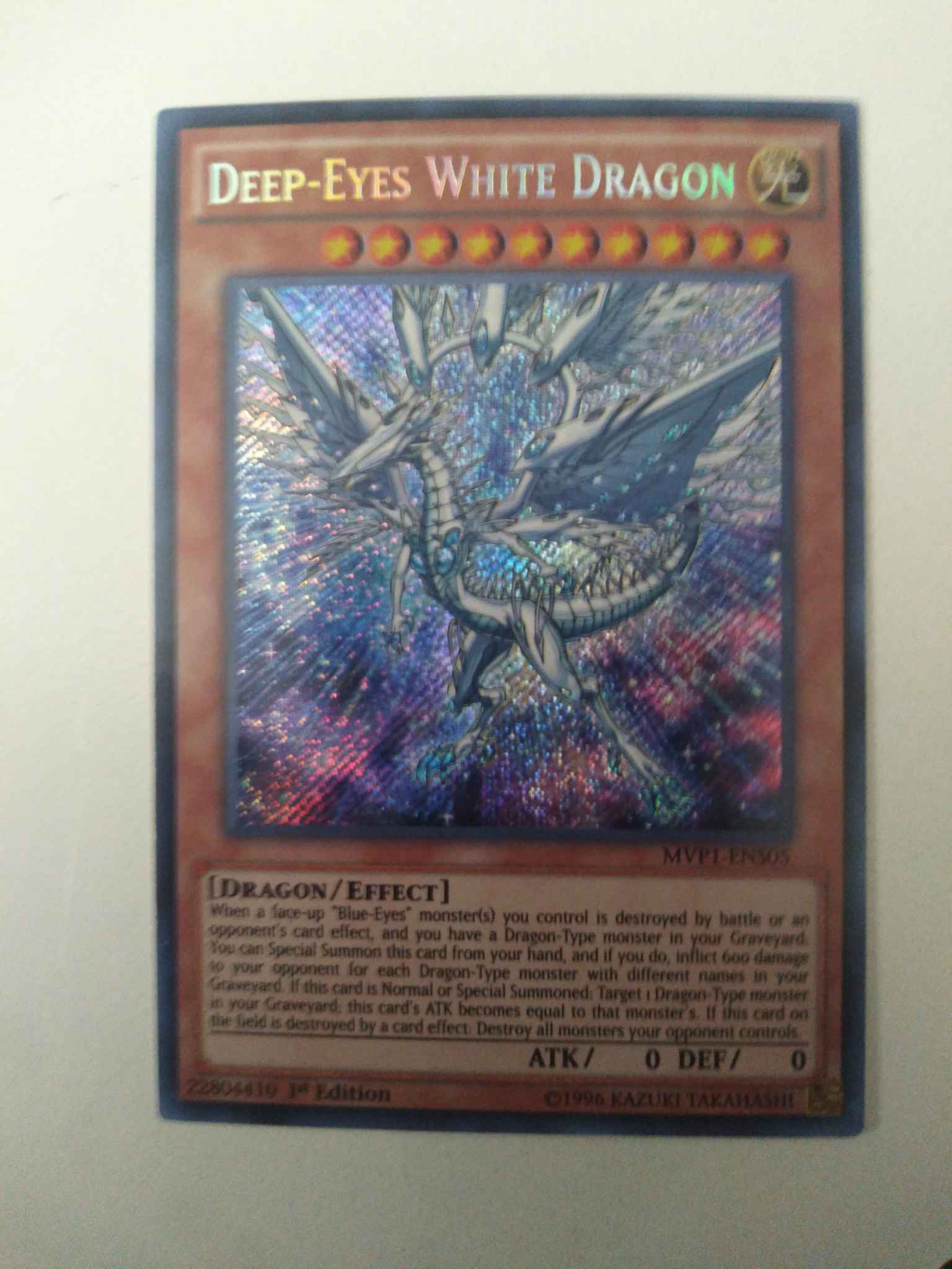 MVP1-ENs05-1st EDITION Secret Rare Yugioh Mint Deep-Eyes White Dragon