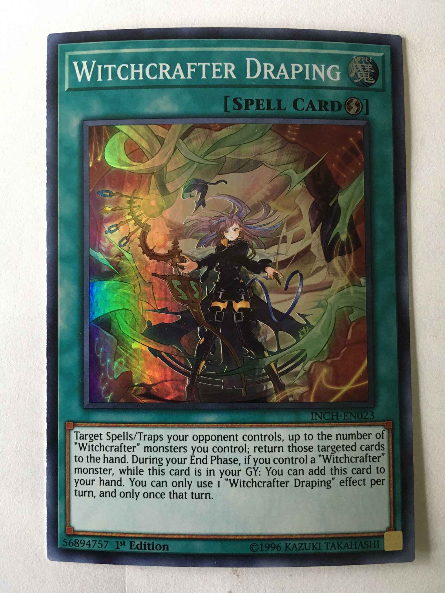 Super Rare 1st Edition Near Mint Yugioh Ca INCH-EN023 Witchcrafter Draping 