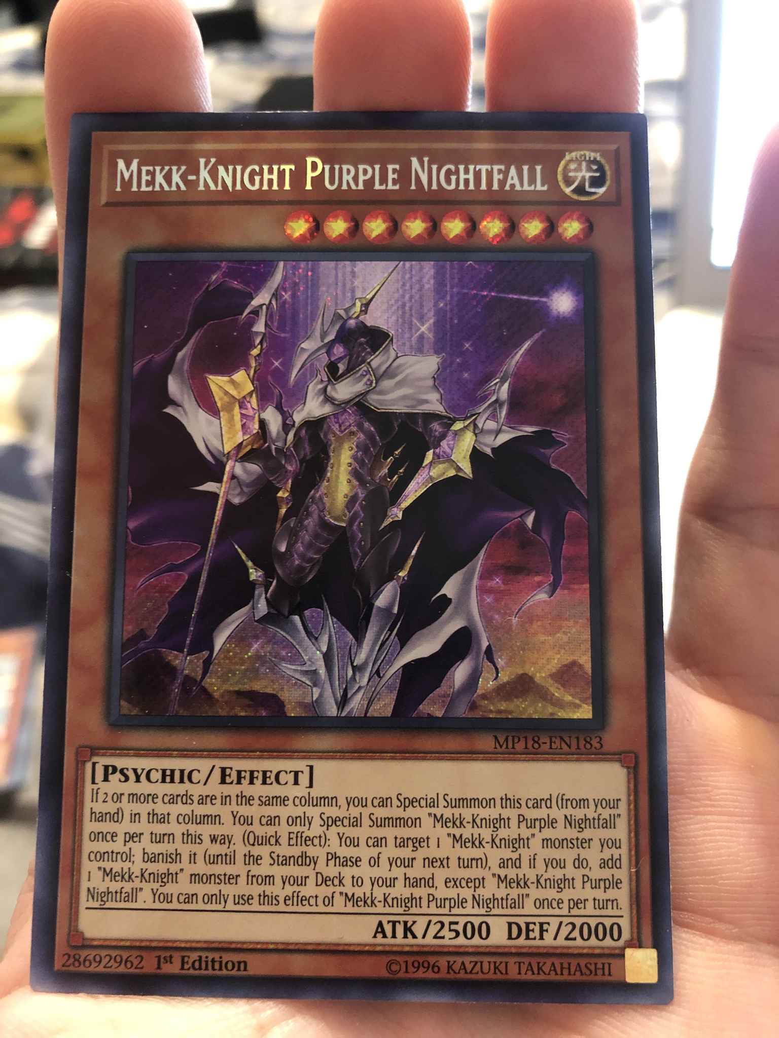 Yugioh Mekk-Knight Purple Nightfall MP18-EN183 Secret Rare 1st Ed Near Mint