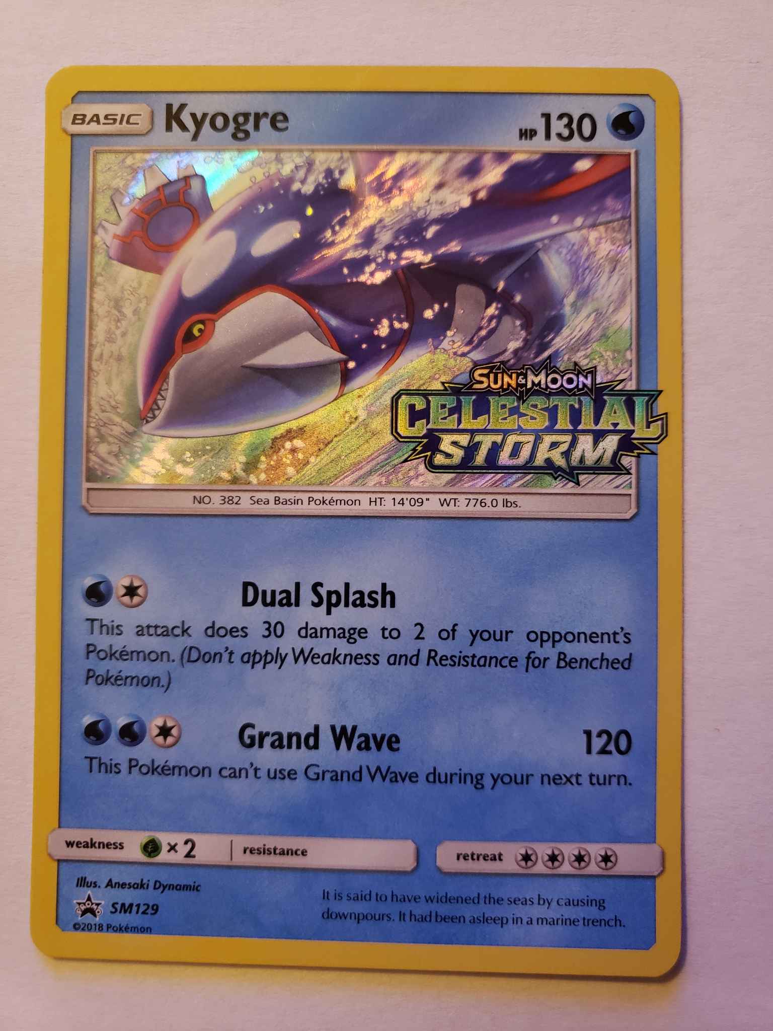 Kyogre STAFF Prerelease Promo Legendary SM129 Holo Foil Pokemon Card ...