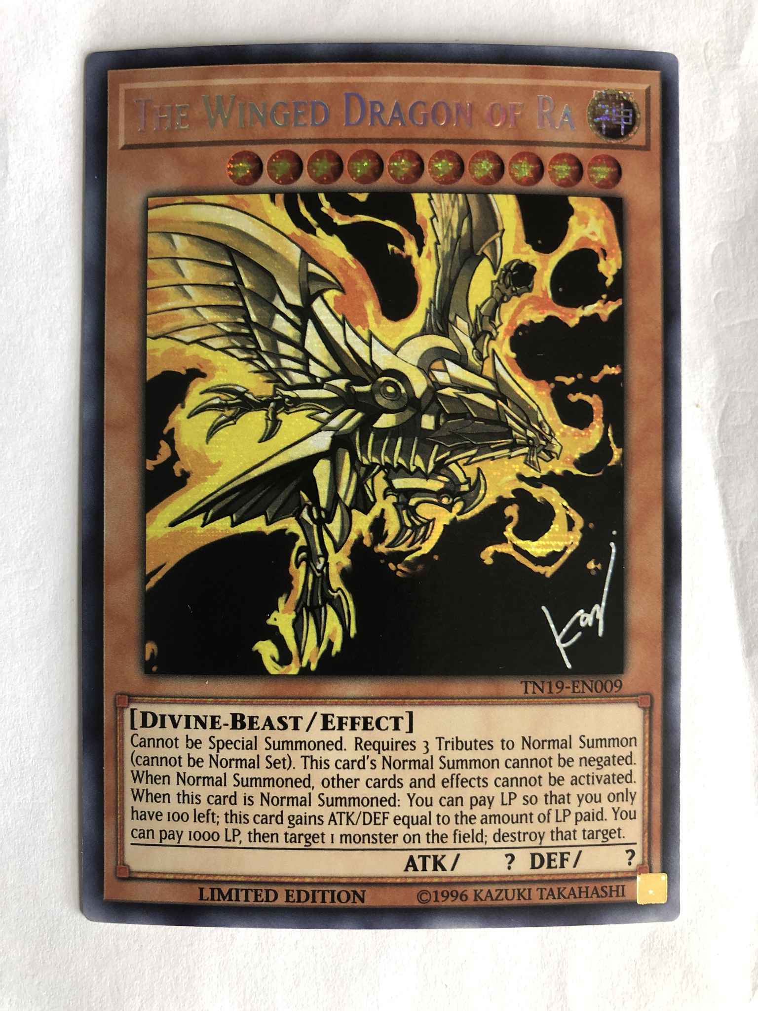 Yugioh The Winged Dragon of Ra TN19-EN009 Prismatic Secret Rare