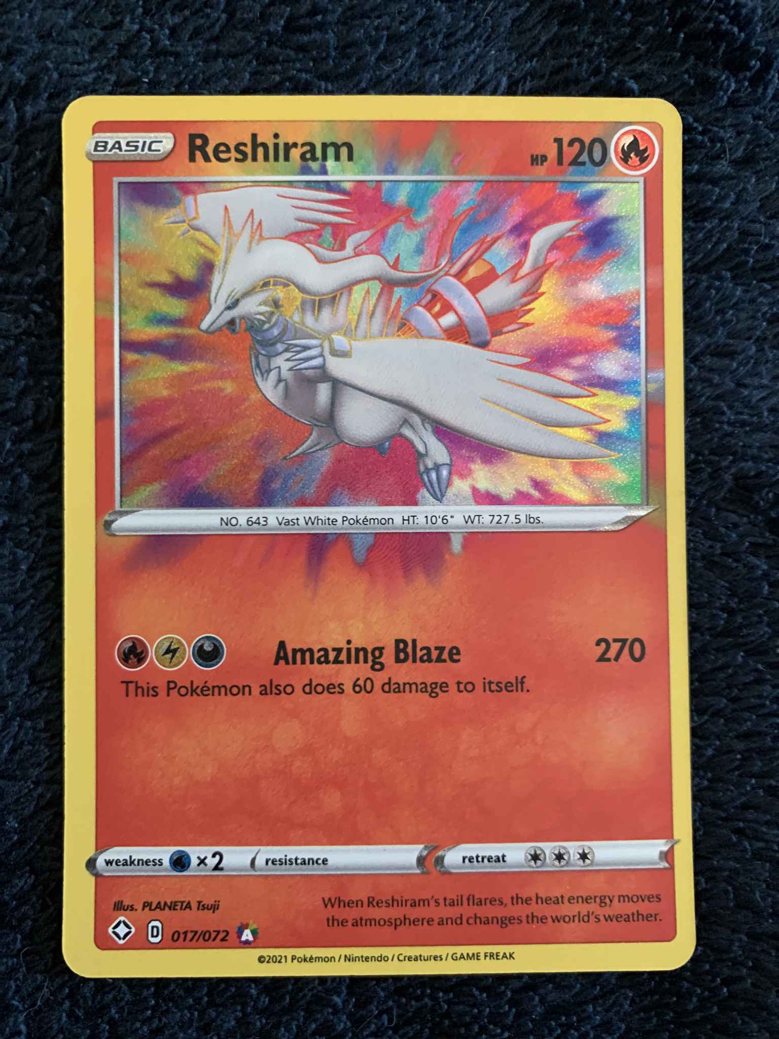 Reshiram 017/072 Pokemon Amazing Rare Shining Fates 