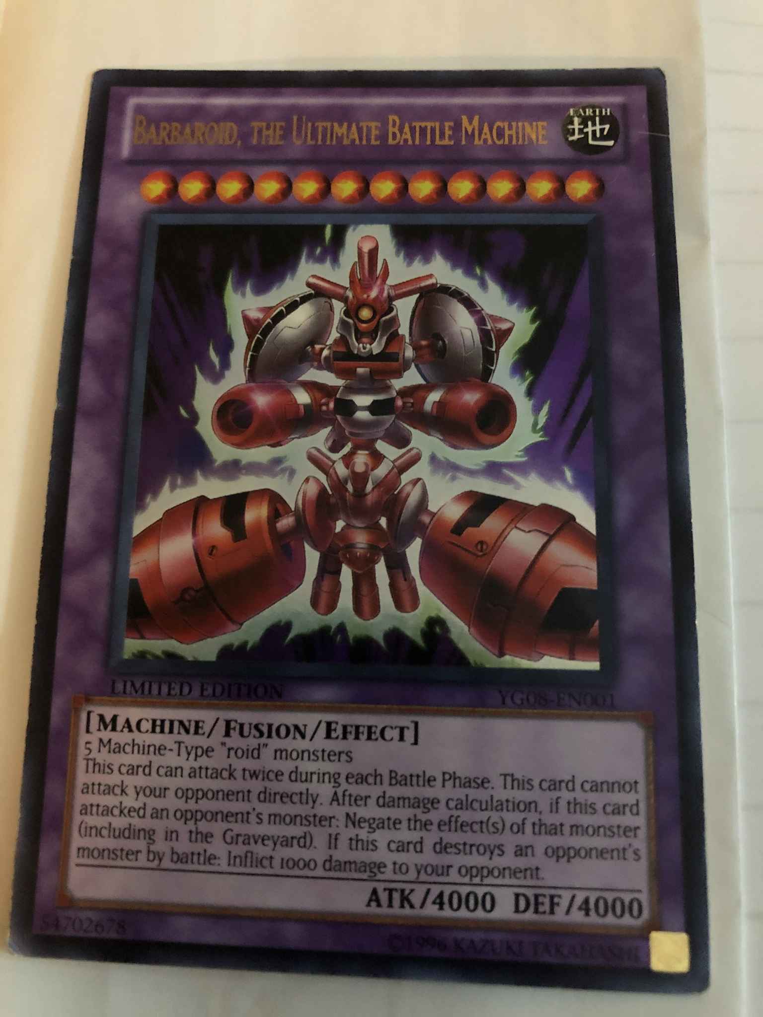 Details about   YU-GI-OH STAR RARE THE ULTIMATE BATTLE MACHINE BARBAROID SP13-EN045-1st ED 