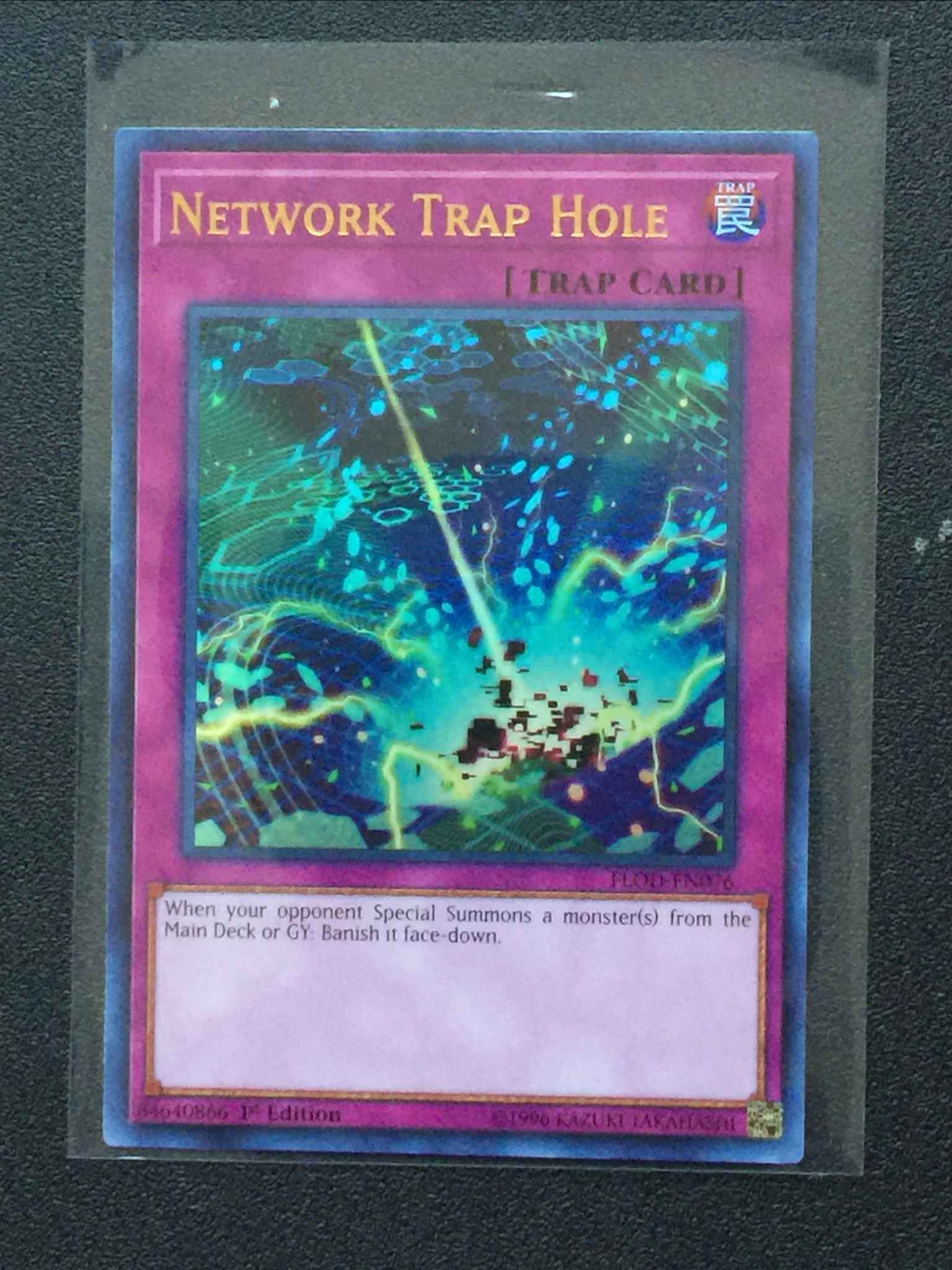YuGiOh Network Trap Hole Ultra Rare 1st Edition FLOD-EN076 NM