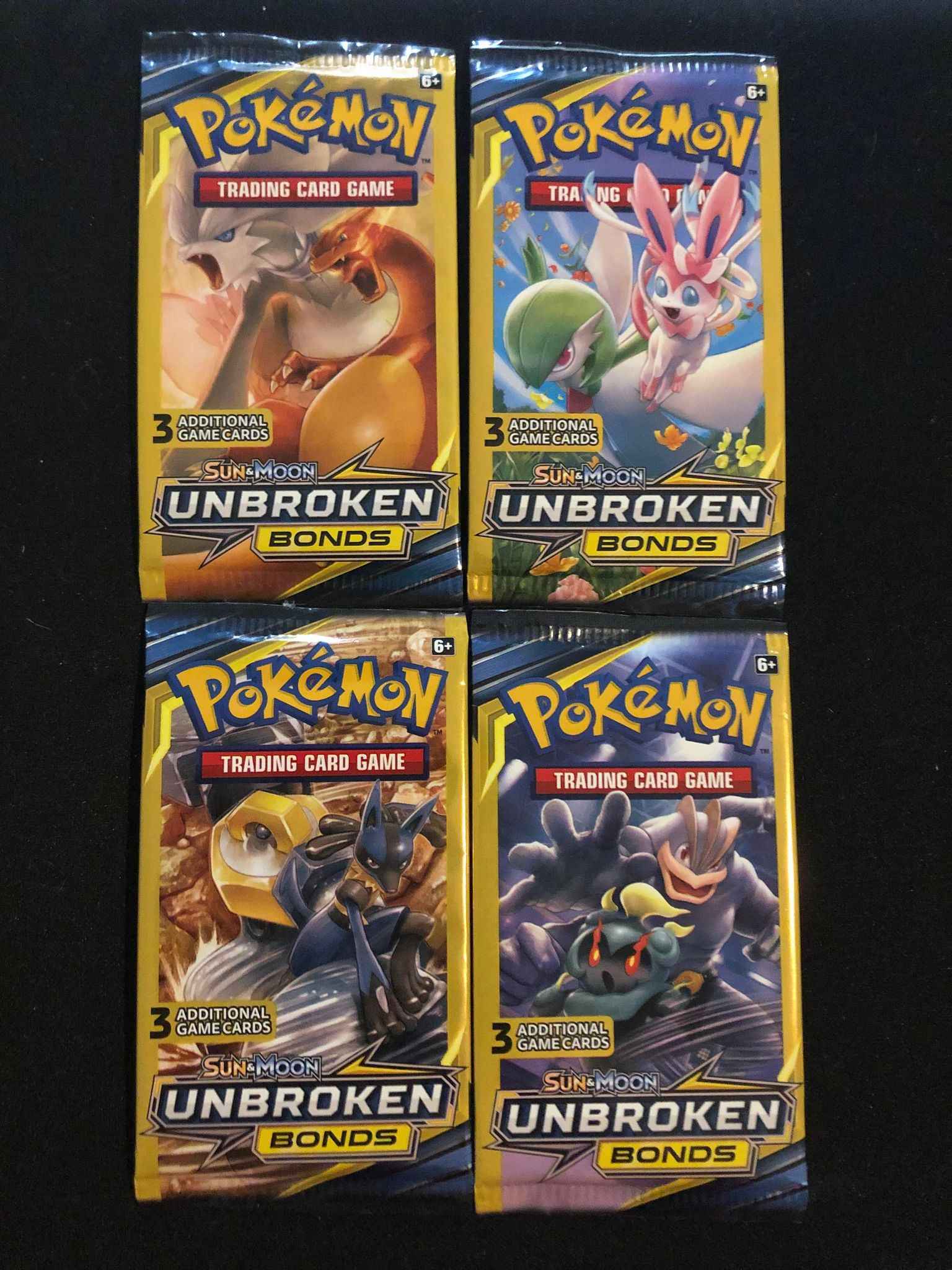 10 Pokemon Sun & Moon 10 Pack Lot Unbroken Bonds 3 Card Booster Pack 