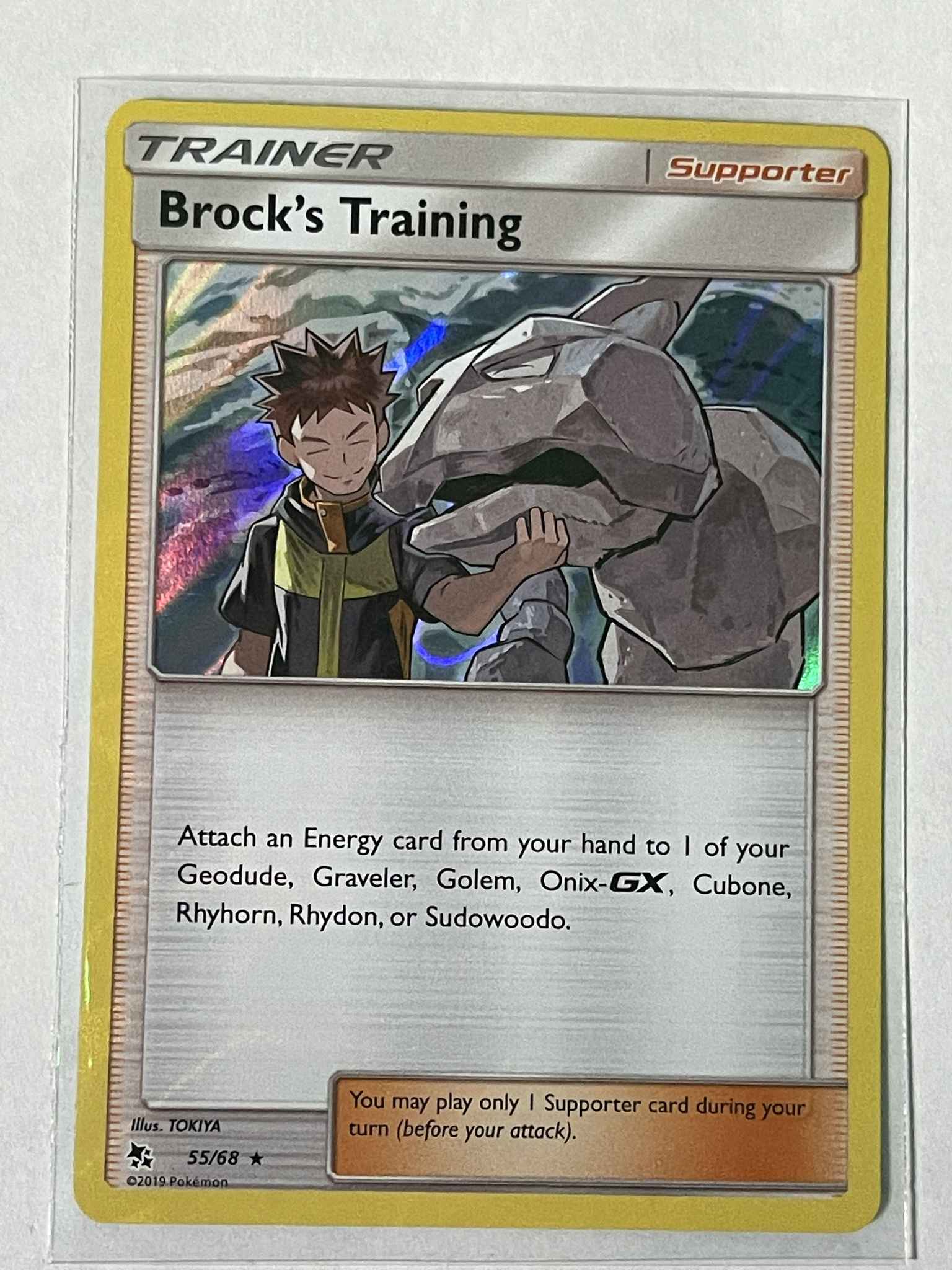 Brock's Training 55/68 Holo Rare Hidden Fates Pokemon Card