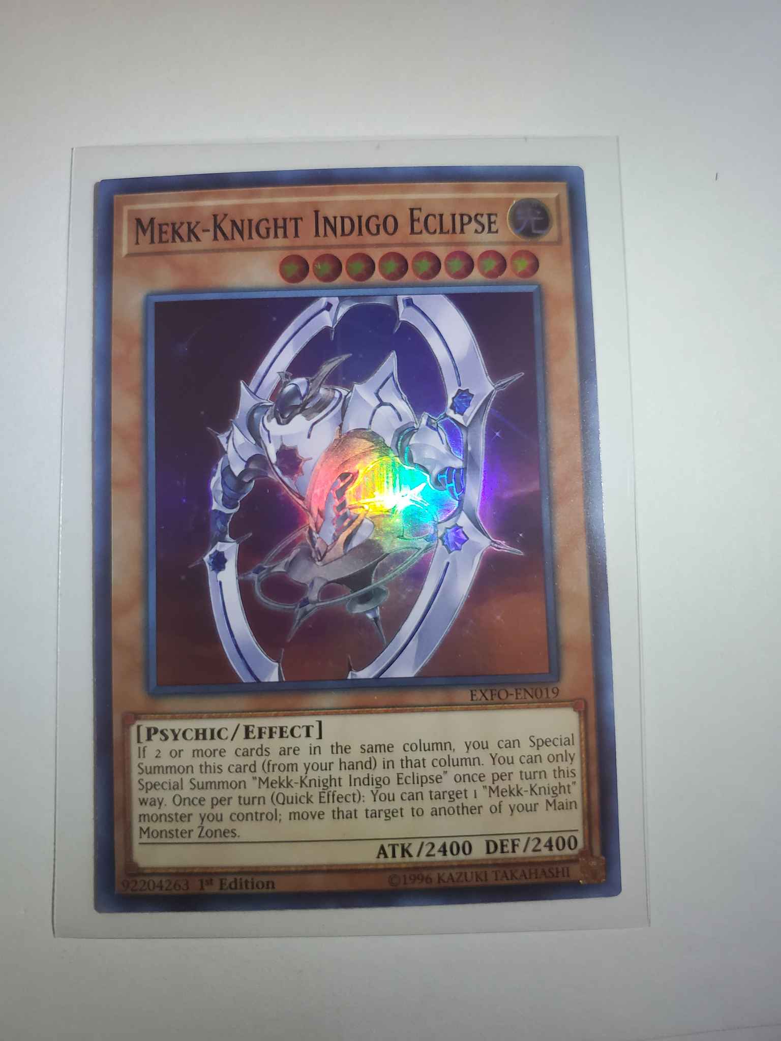 Super Rare Mekk-Knight Indigo Eclipse EXFO-EN019 1st Edition  YuGi 3x EX