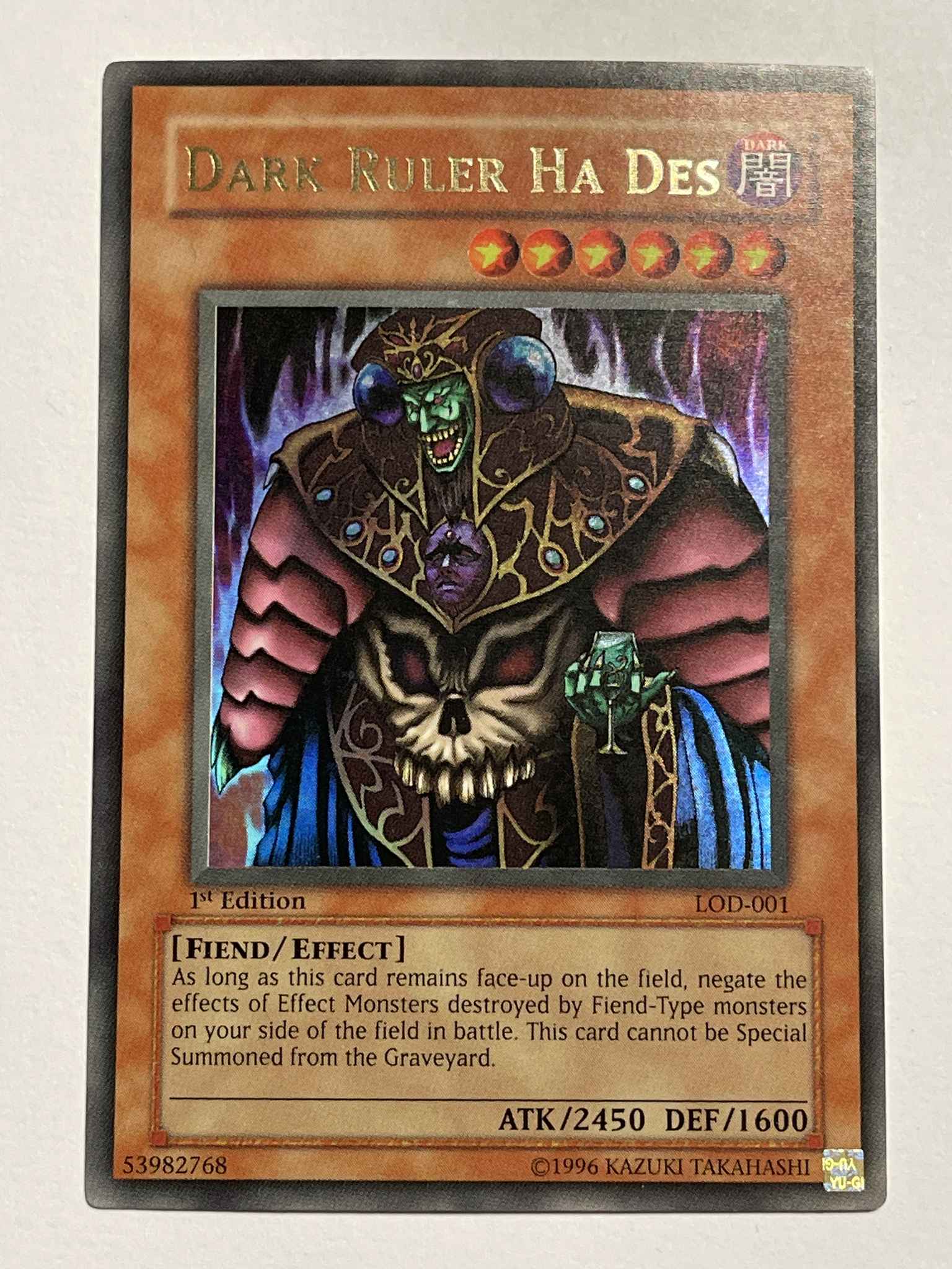 Yugioh Dark Ruler Ha Des LOD-001 Ultra Rare Mint 