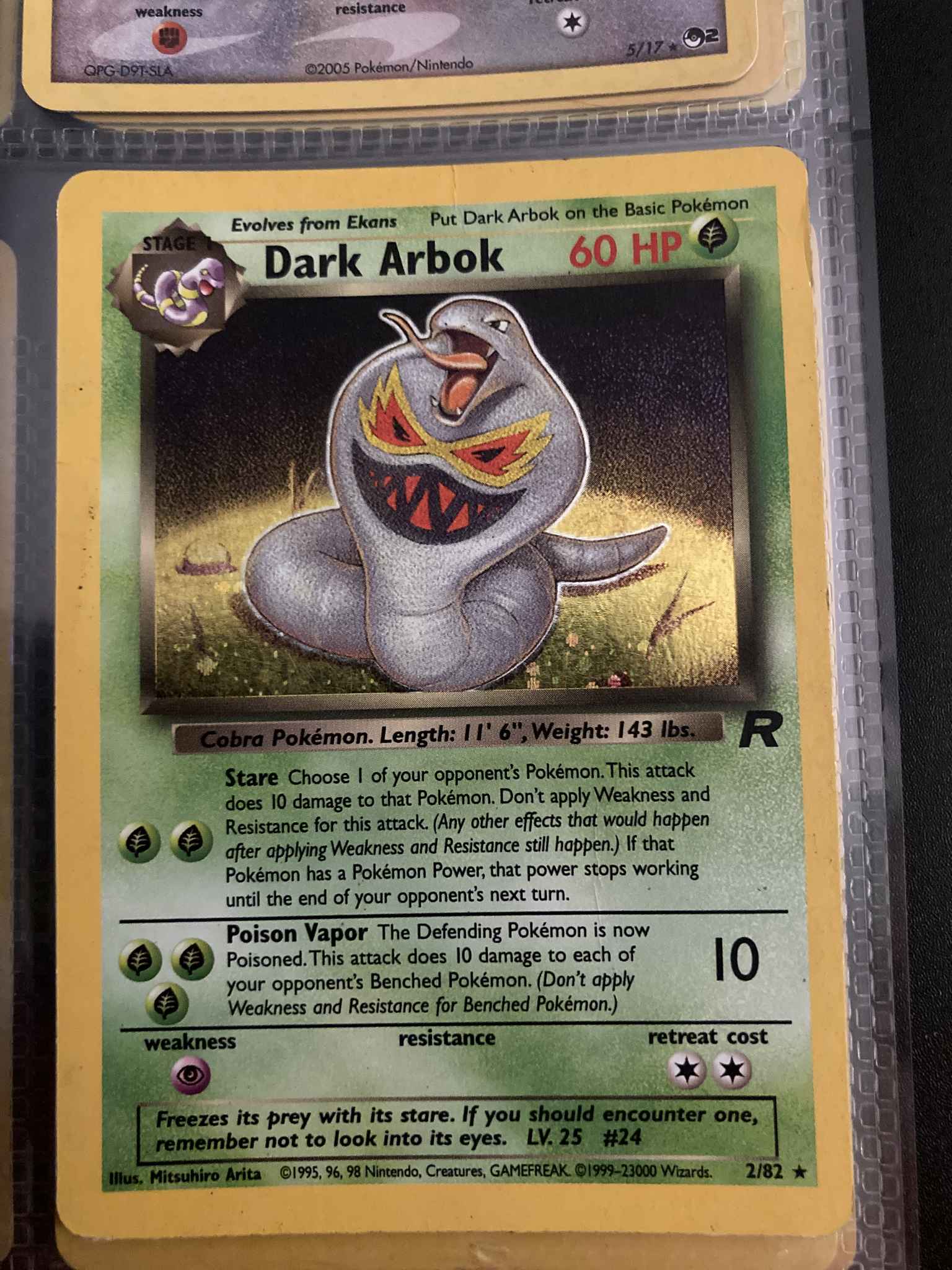 Pokemon Team Rocket Holofoil Card #2/82 Dark Arbok 