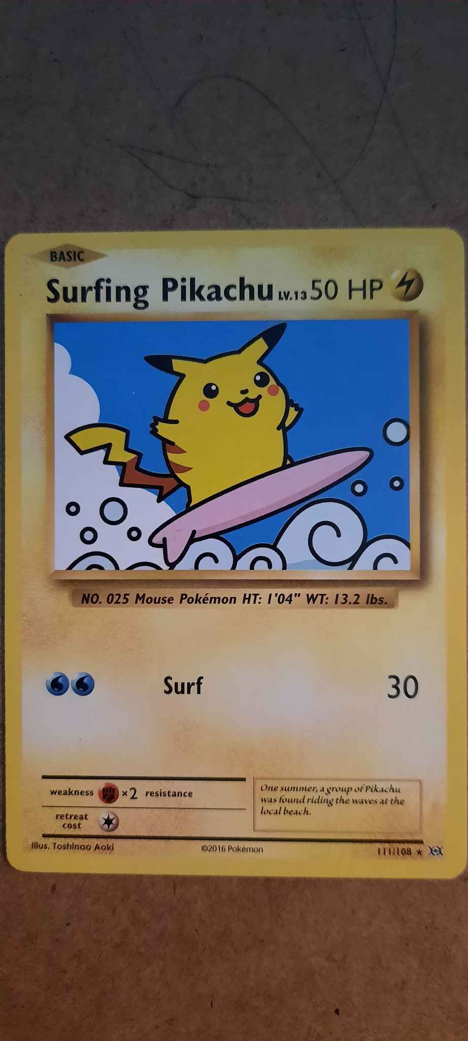 Evolutions Pokemon Secret Rare Surfing Pikachu 111/108 