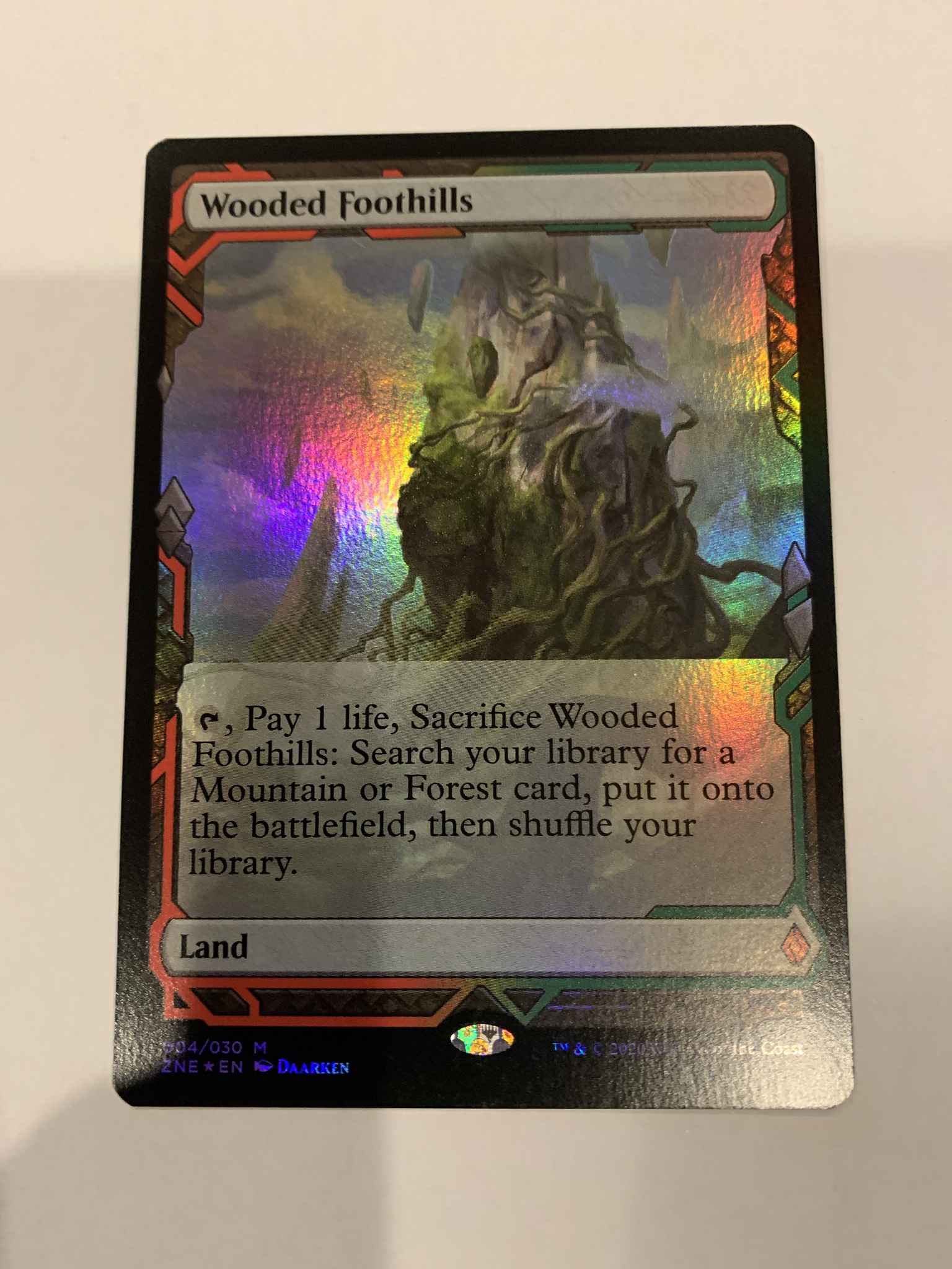 Wooded Foothills x1x Zendikar Rising Expeditions MtG FOIL Expedition