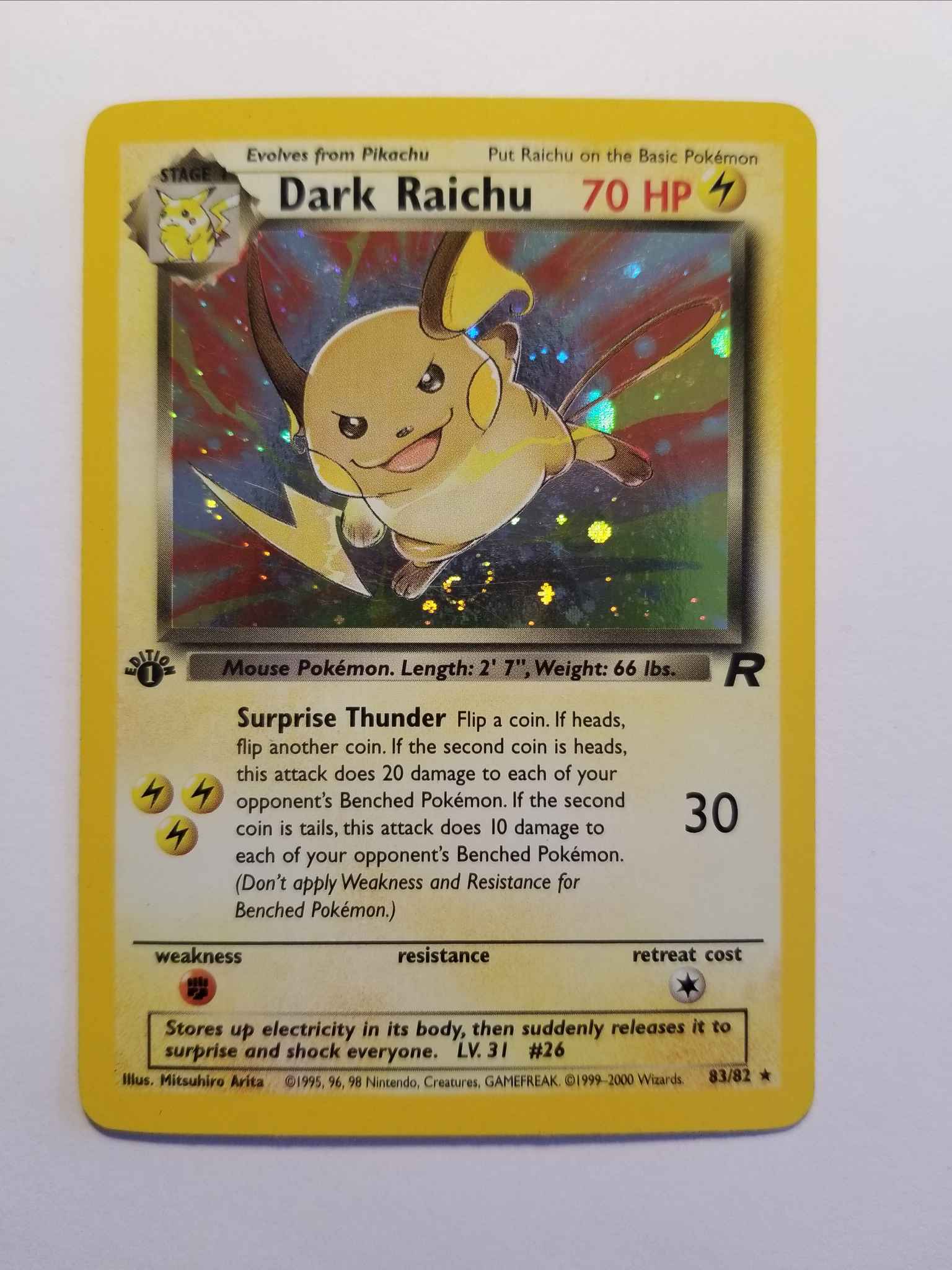 Hp 1st Edition Dark Raichu Dark Raichu Team Rocket Pokemon Online Gaming Store For Cards Miniatures Singles Packs Booster Boxes