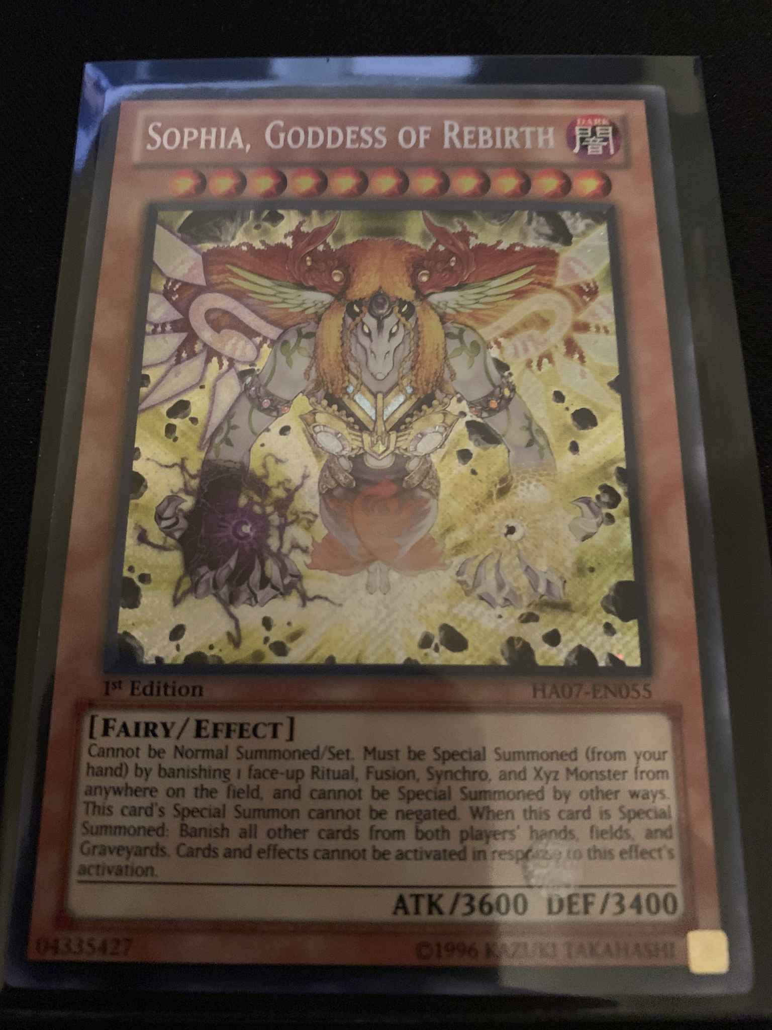 YuGiOh Sophia Goddess of Rebirth HA07-EN055 Secret Rare 1st Edition PLAYED